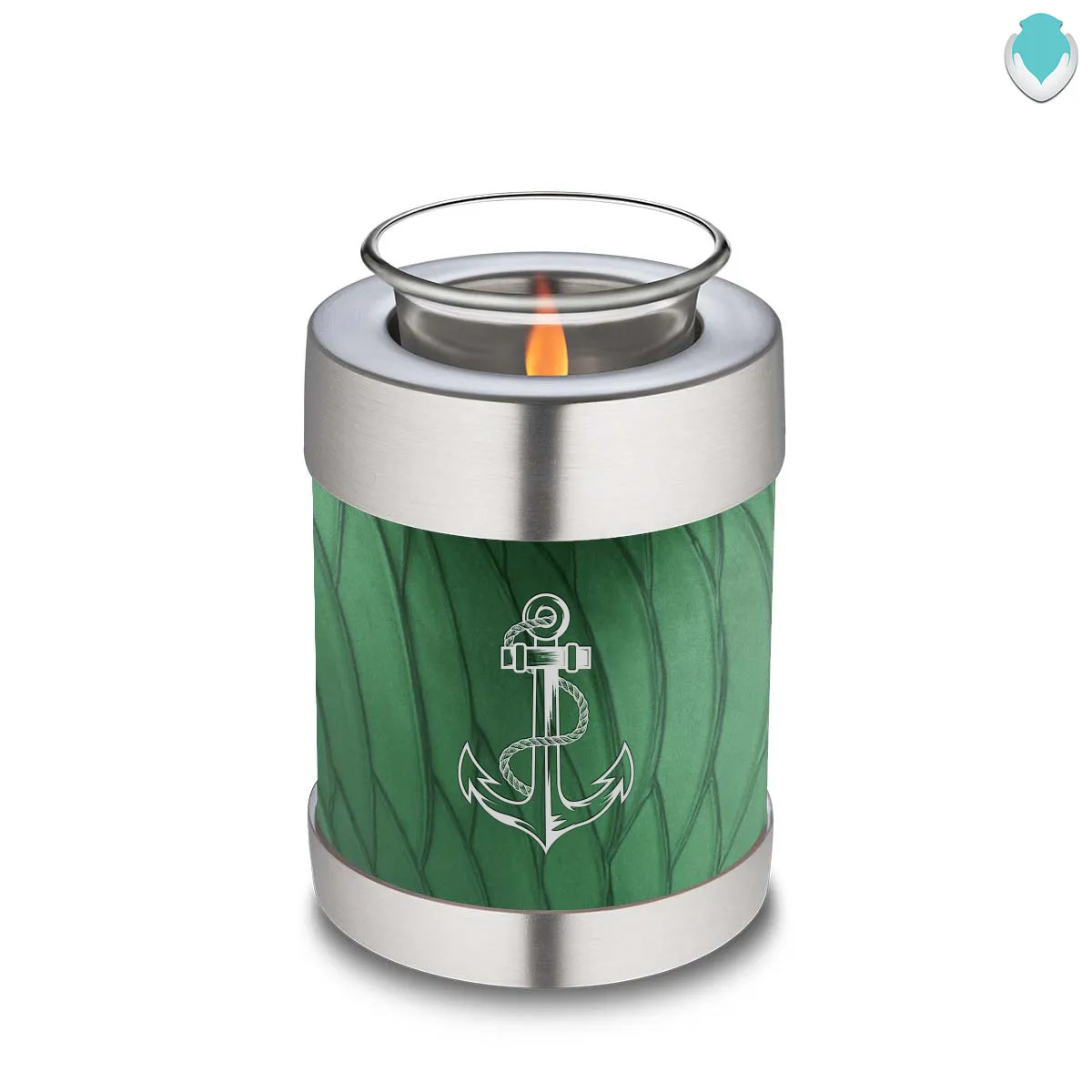 Candle Holder Embrace Pearl Green Anchor Cremation Urn