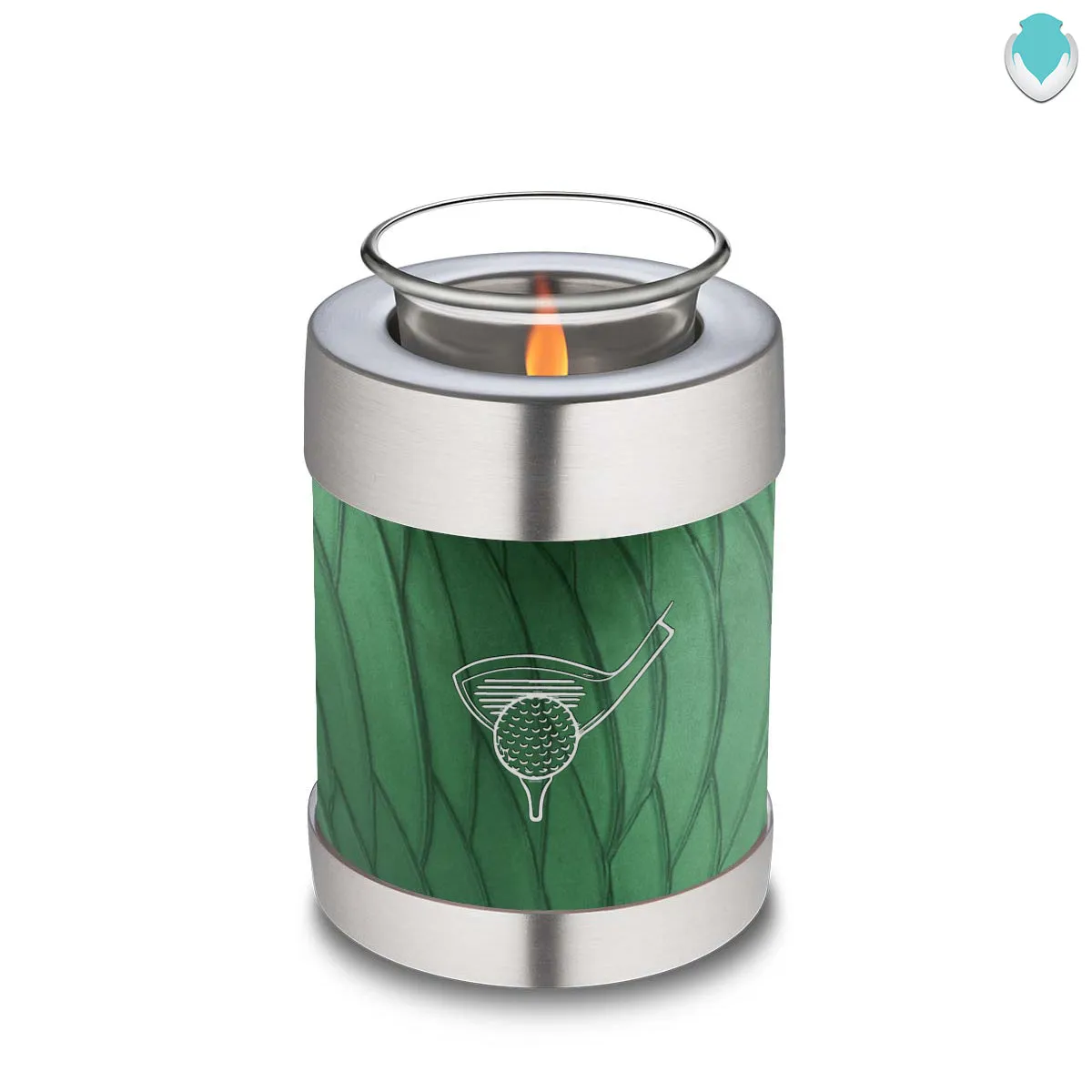 Candle Holder Embrace Pearl Green Golfer Cremation Urn