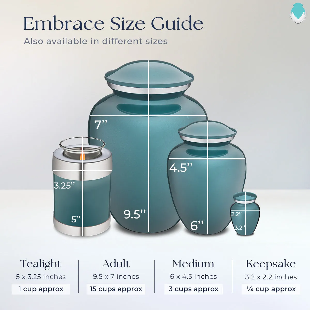Candle Holder Embrace Teal Angel Cremation Urn