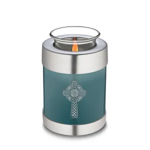 Candle Holder Embrace Teal Celtic Cross Cremation Urn