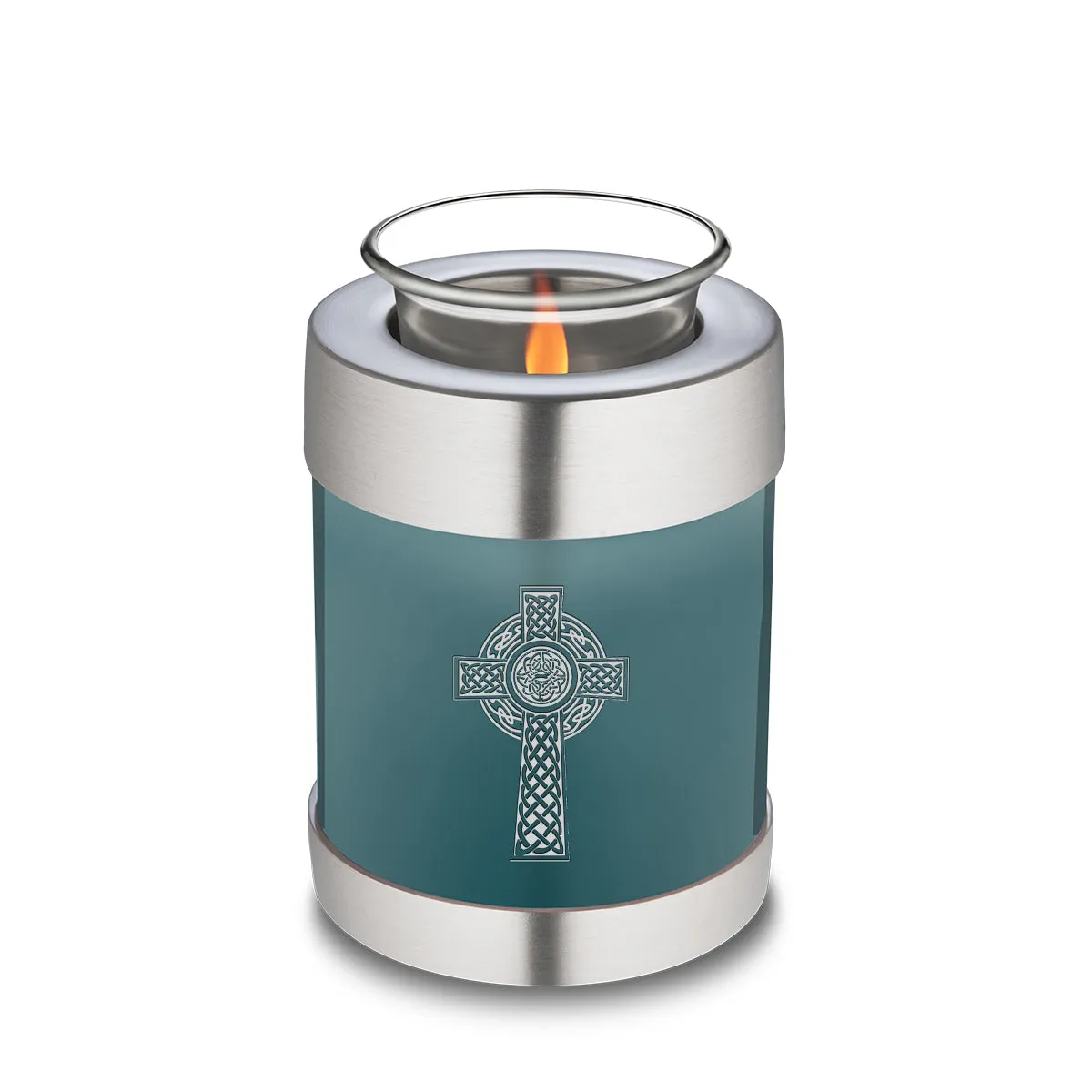 Candle Holder Embrace Teal Celtic Cross Cremation Urn