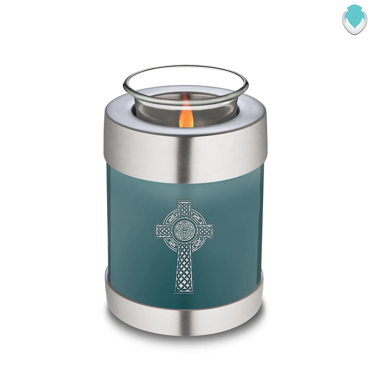 Candle Holder Embrace Teal Celtic Cross Cremation Urn