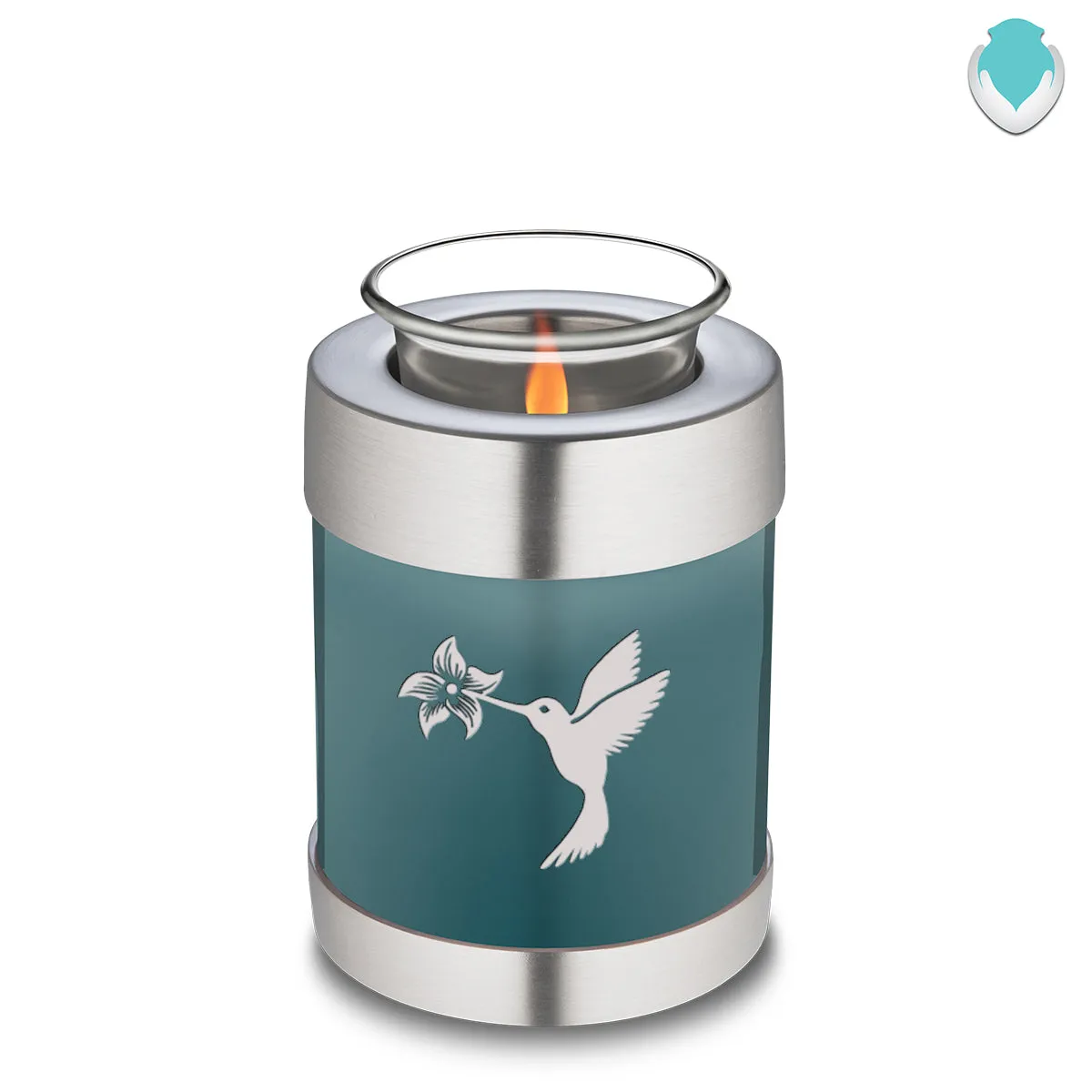 Candle Holder Embrace Teal Hummingbird Cremation Urn