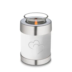 Candle Holder Embrace White Hearts Cremation Urn