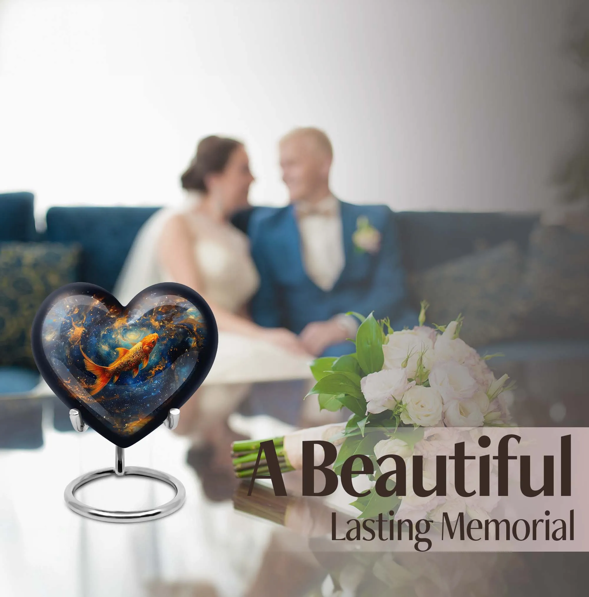 Captured Heart Fish Urn - A Loving Echomarker for Human Ashes