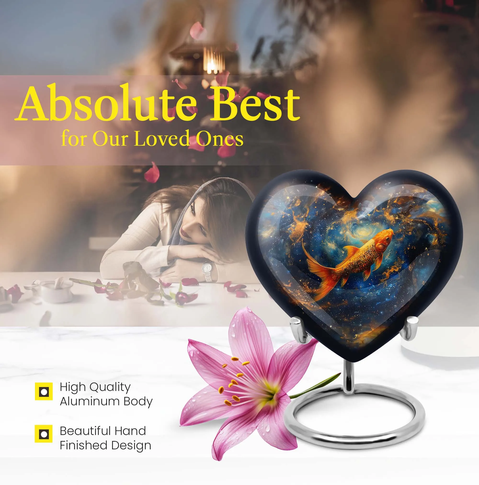Captured Heart Fish Urn - A Loving Echomarker for Human Ashes