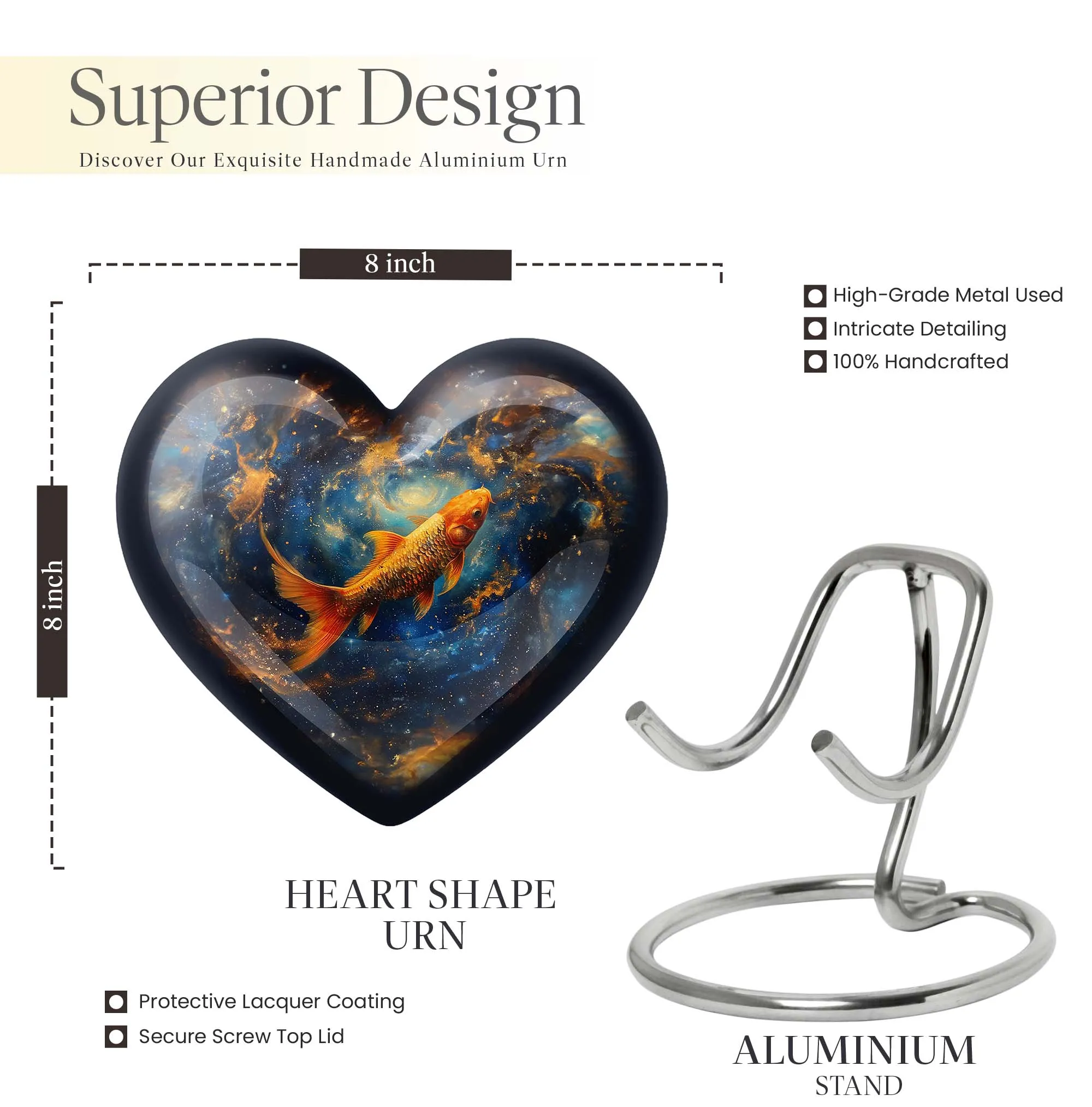 Captured Heart Fish Urn - A Loving Echomarker for Human Ashes