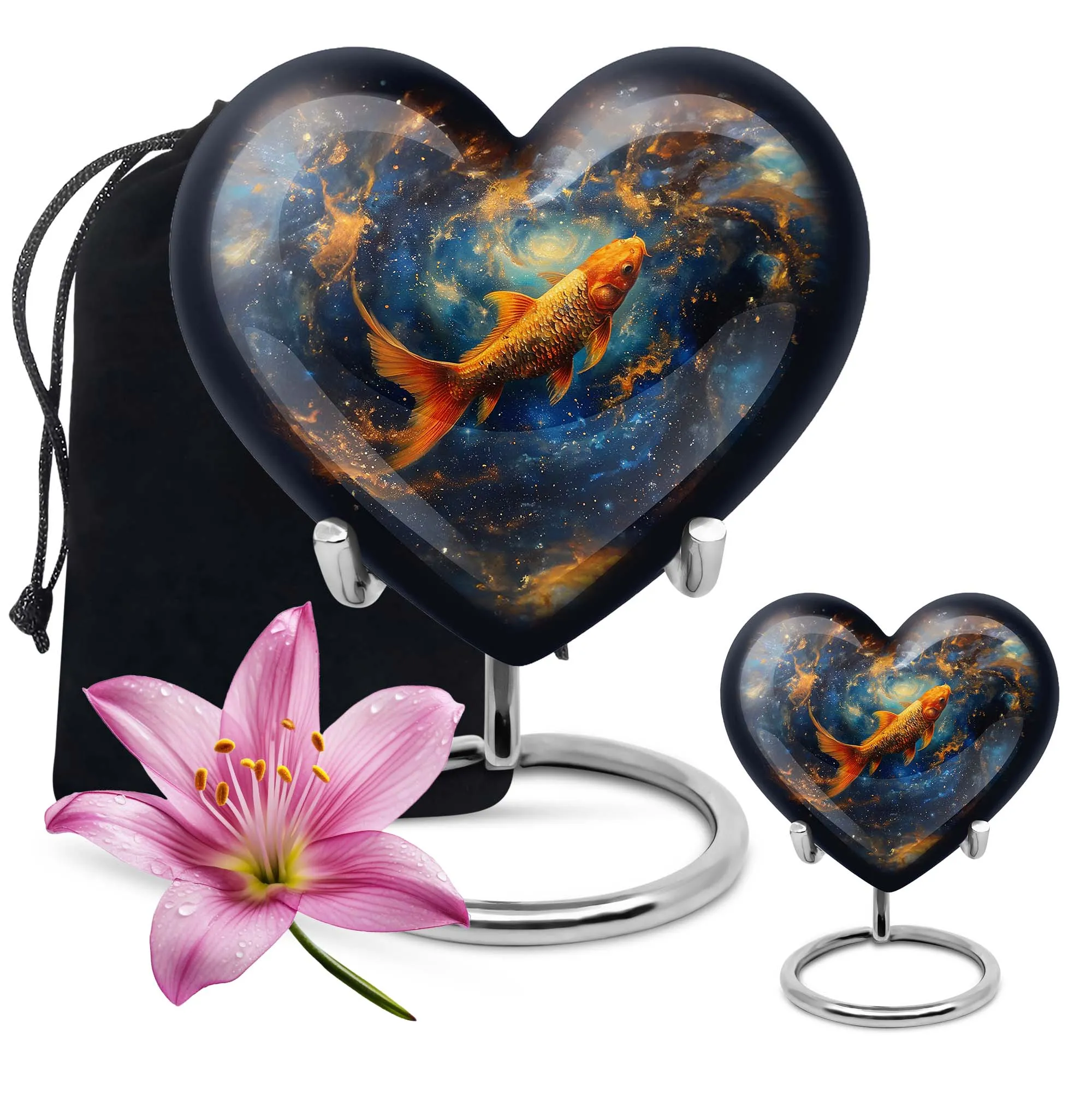 Captured Heart Fish Urn - A Loving Echomarker for Human Ashes
