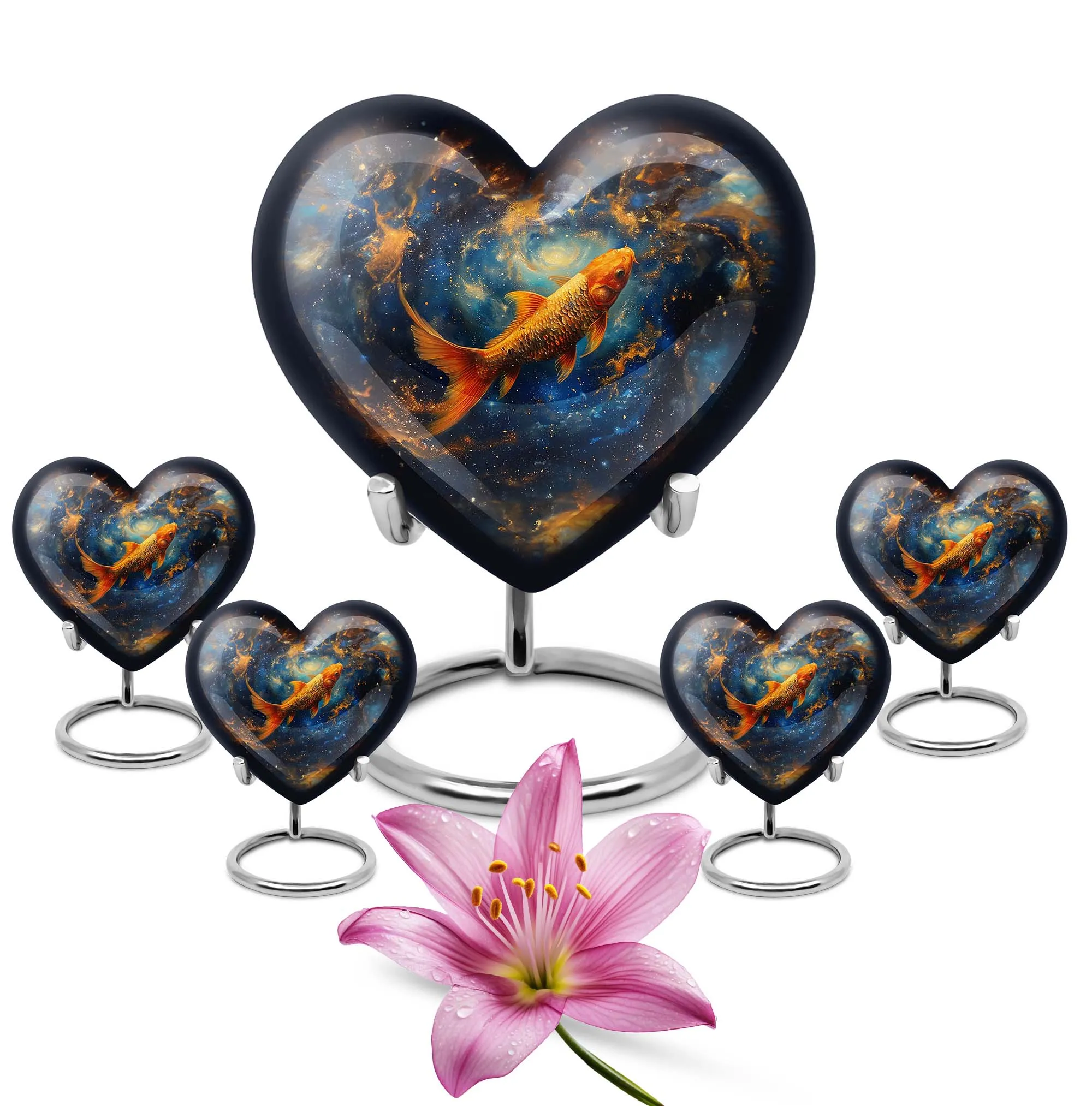 Captured Heart Fish Urn - A Loving Echomarker for Human Ashes