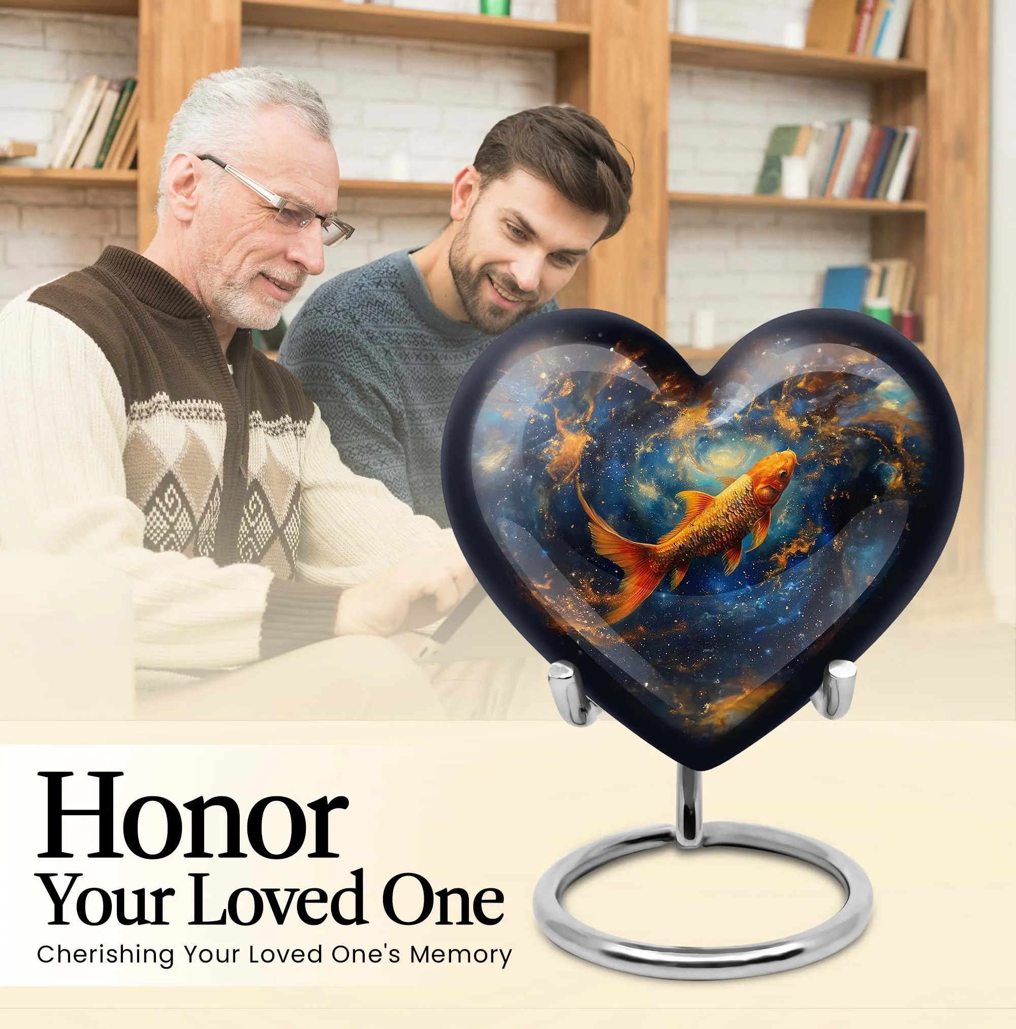 Captured Heart Fish Urn - A Loving Echomarker for Human Ashes