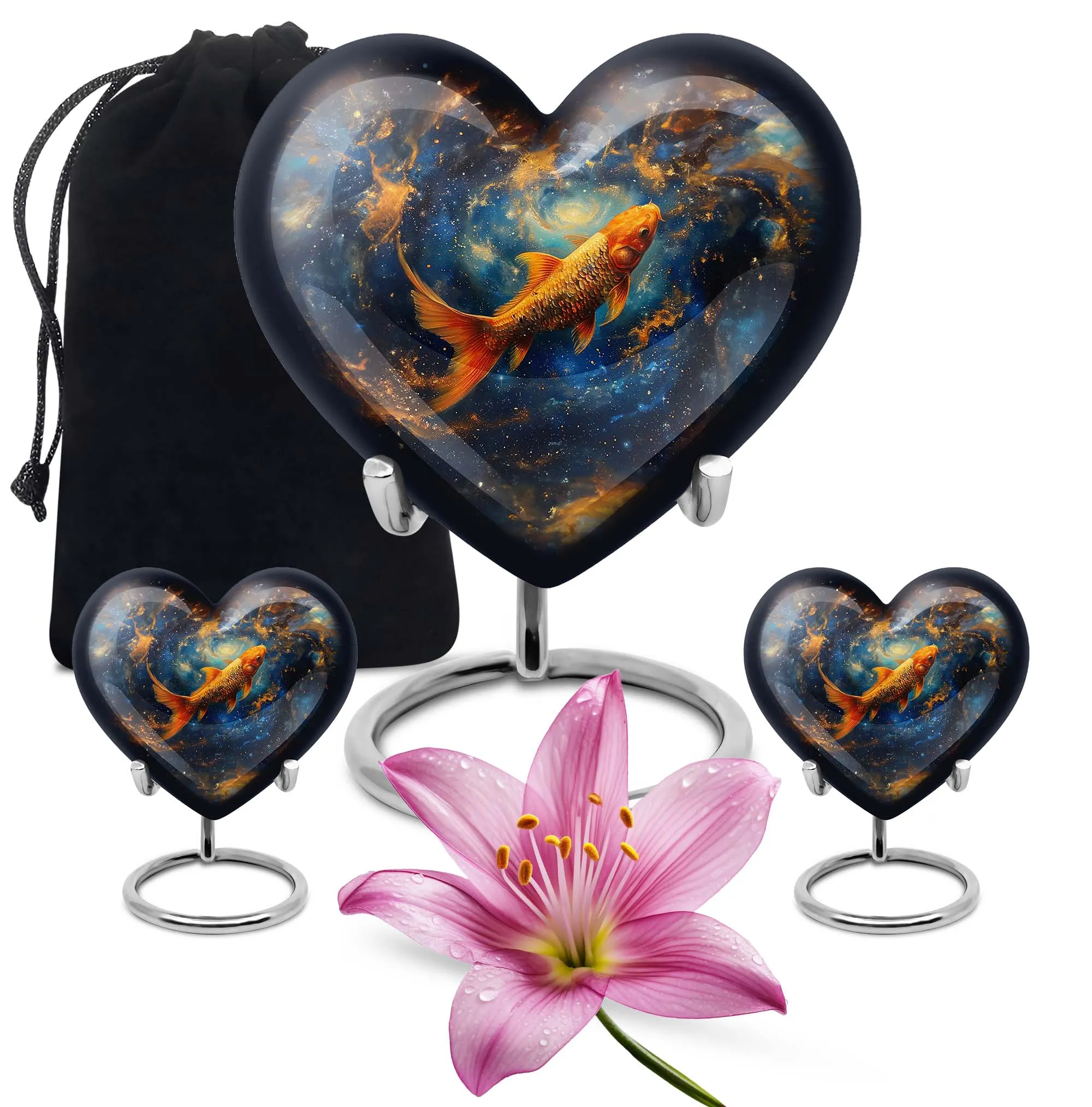 Captured Heart Fish Urn - A Loving Echomarker for Human Ashes