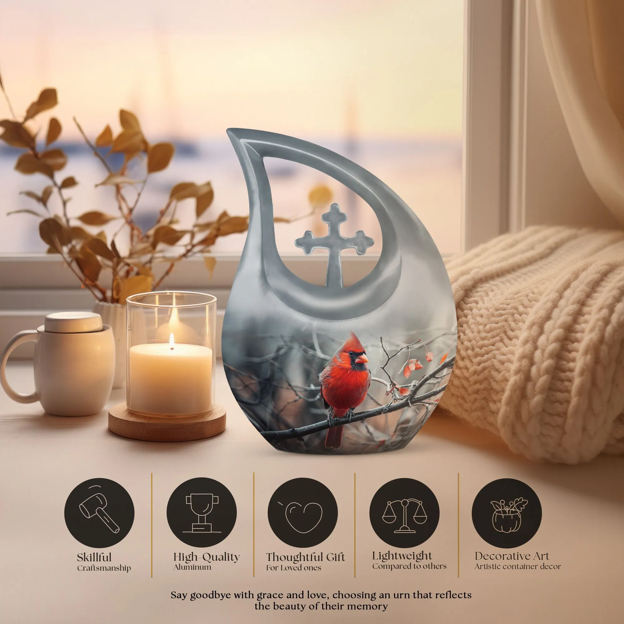 Cardinal Bird Keepsake: Cherished Memory Ash Urn