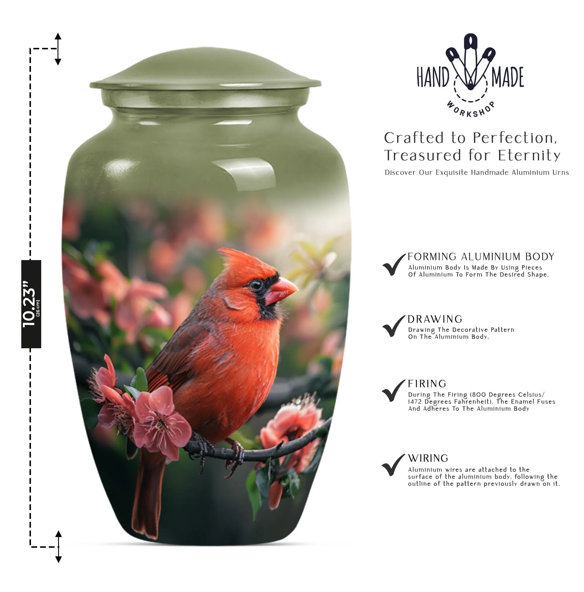Cardinal Bird Tribute: Majestic Personalized Cremation Urn