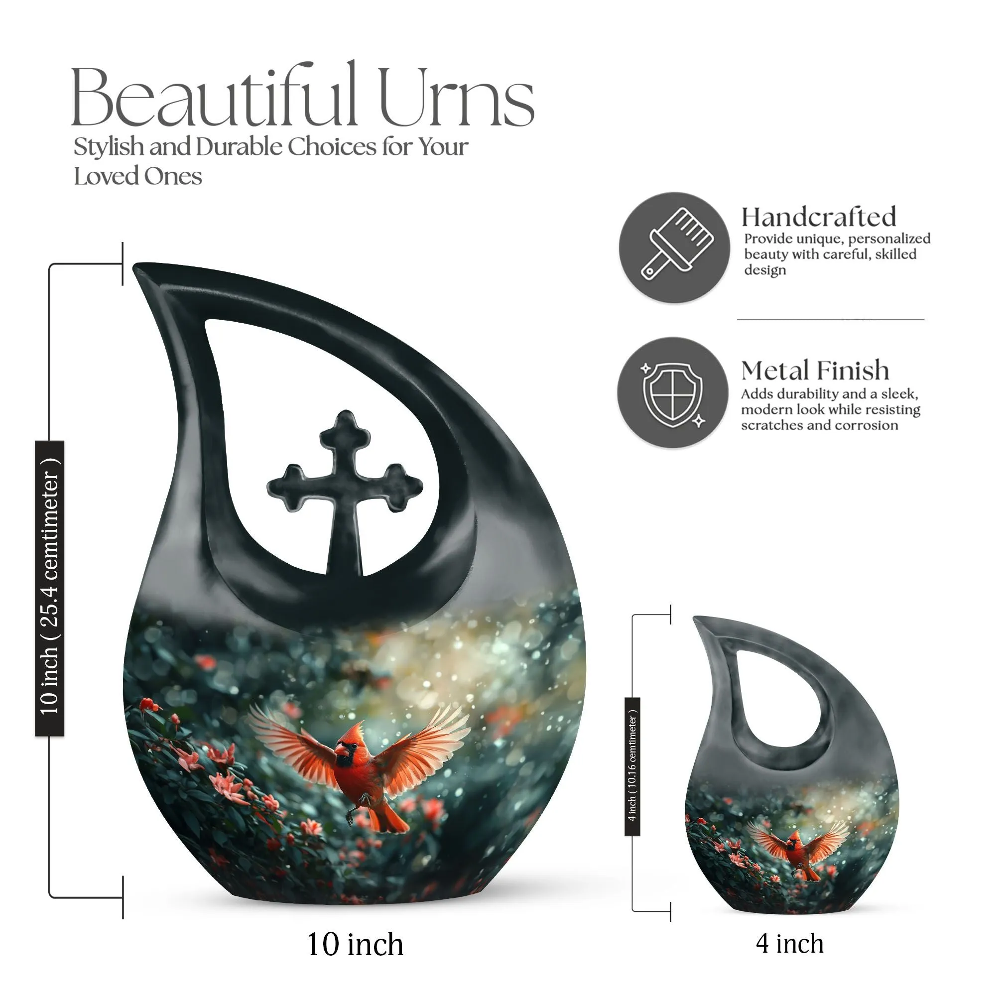 Cardinal Bird Urn : Extra Large Memorial Urn For Human Ashes