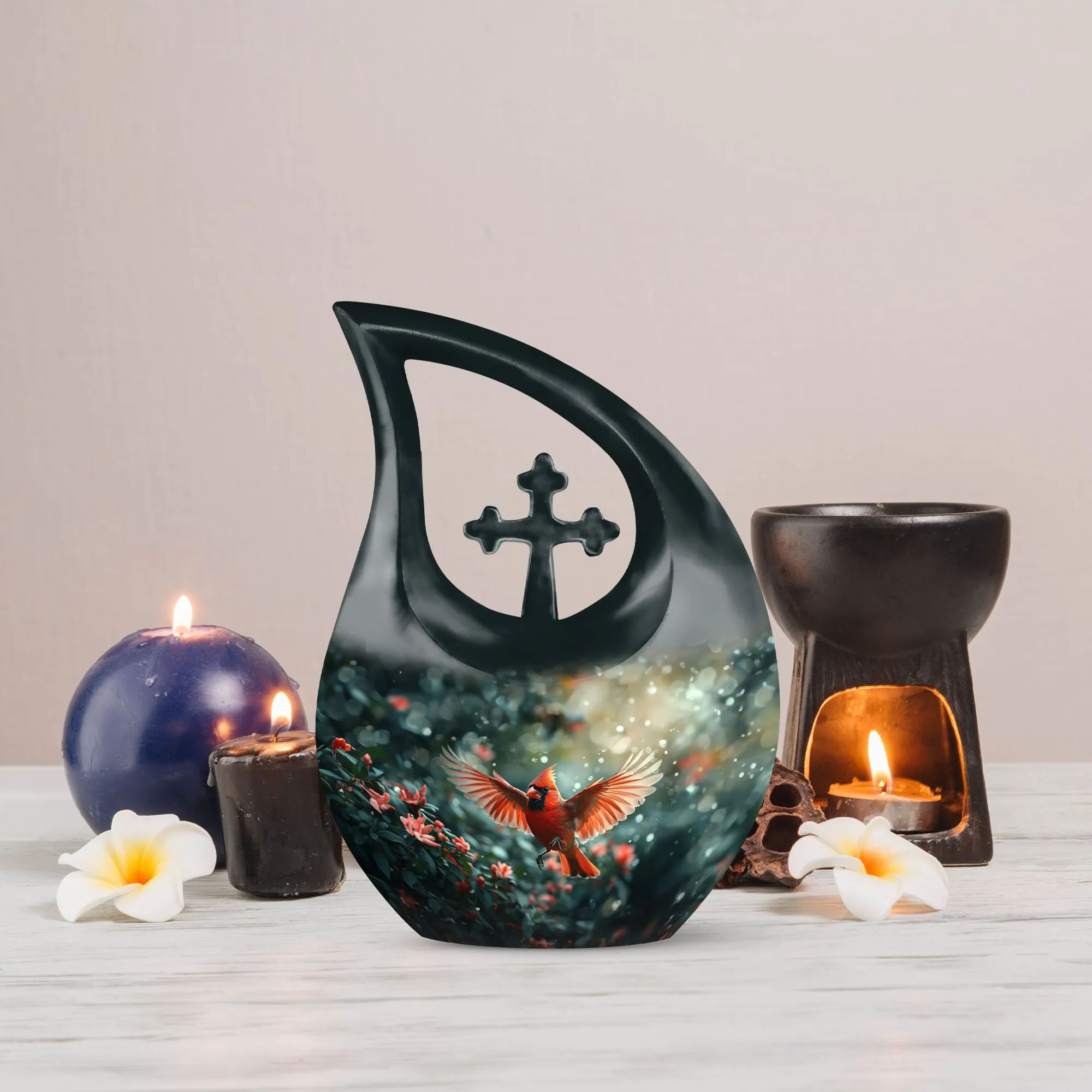 Cardinal Bird Urn : Extra Large Memorial Urn For Human Ashes