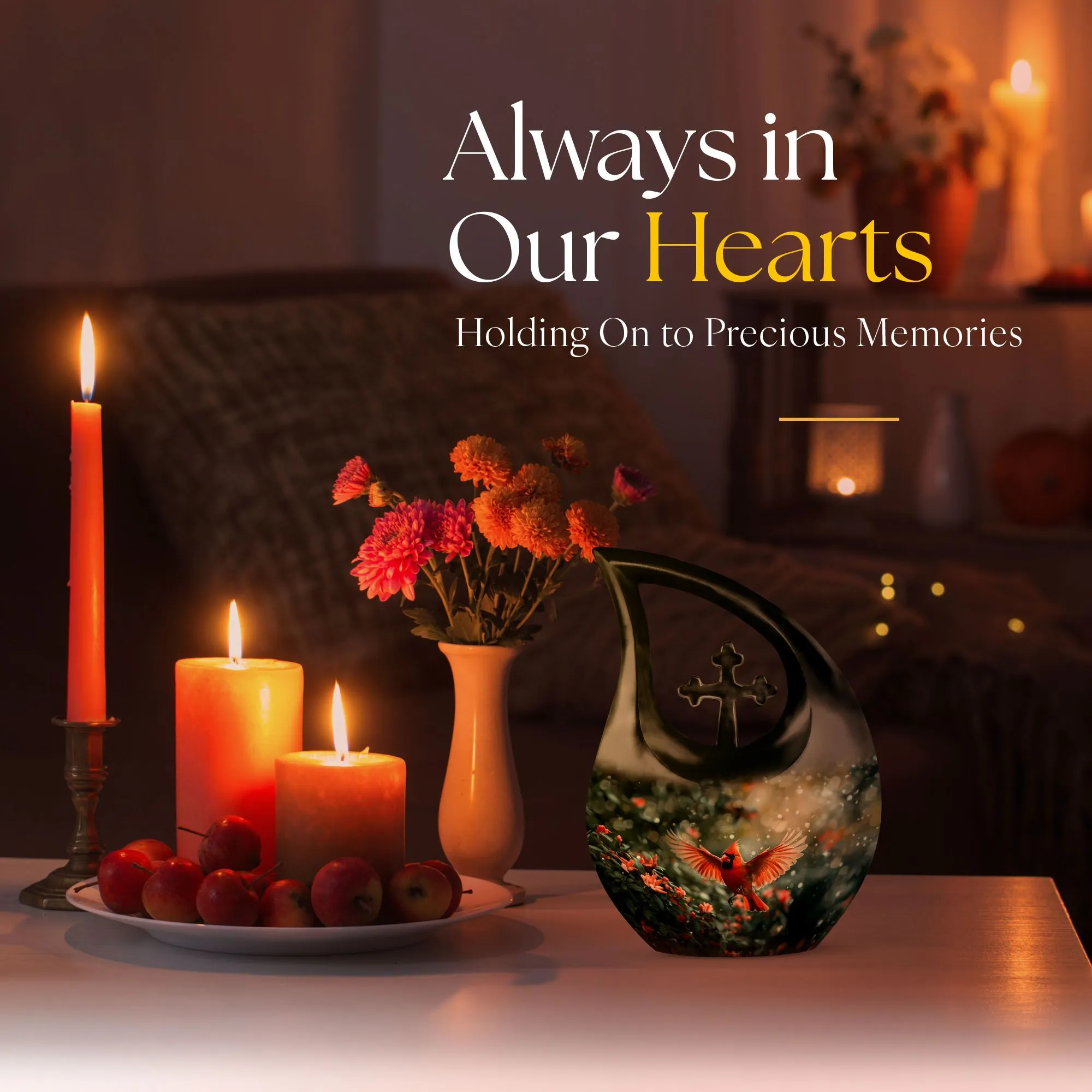 Cardinal Bird Urn : Extra Large Memorial Urn For Human Ashes