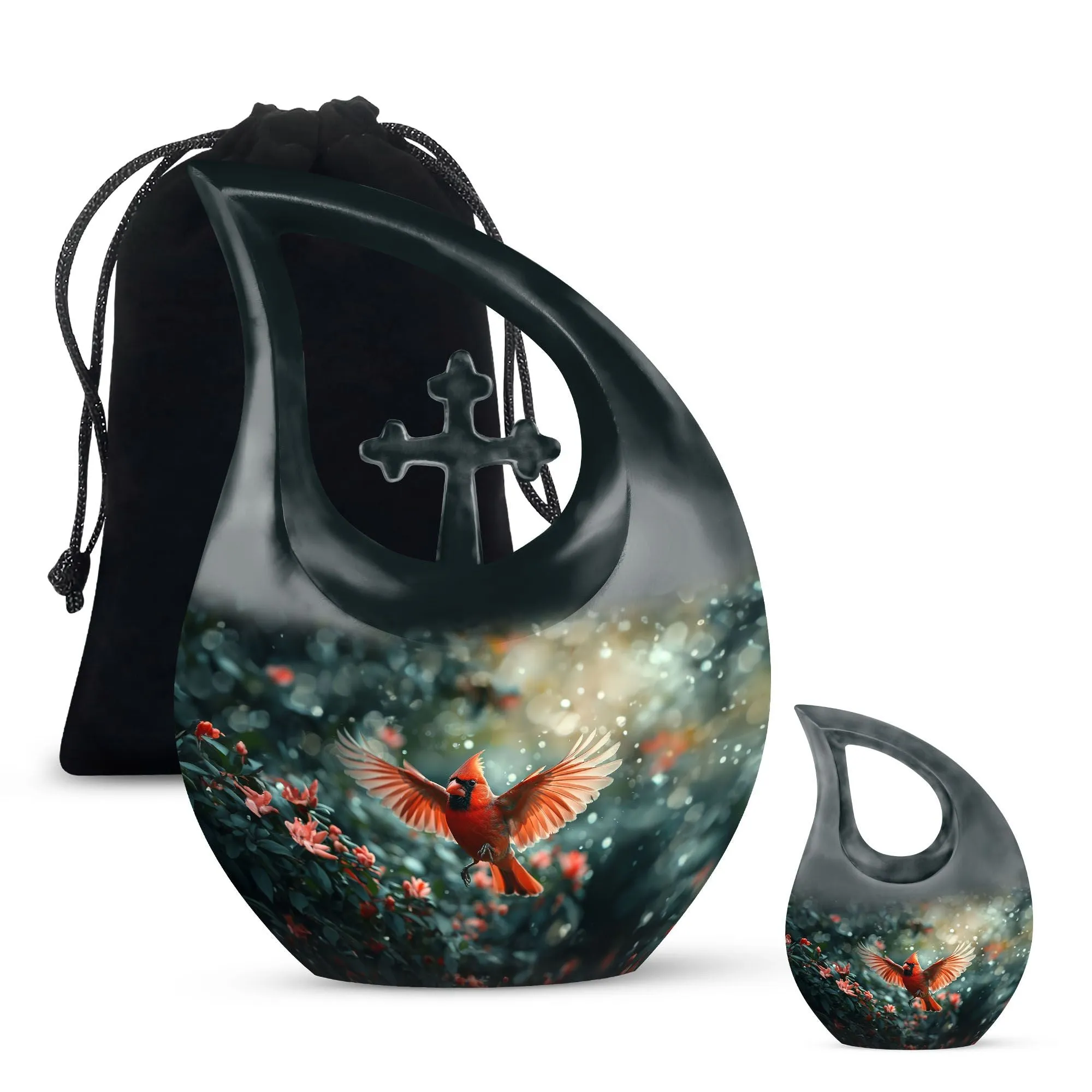 Cardinal Bird Urn : Extra Large Memorial Urn For Human Ashes