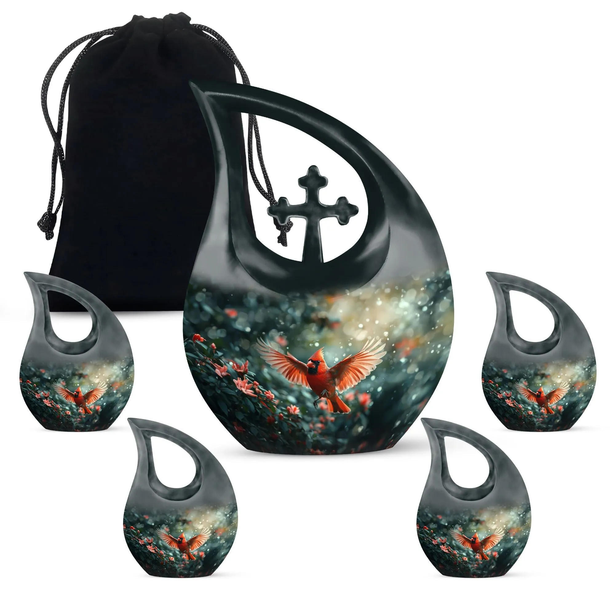 Cardinal Bird Urn : Extra Large Memorial Urn For Human Ashes