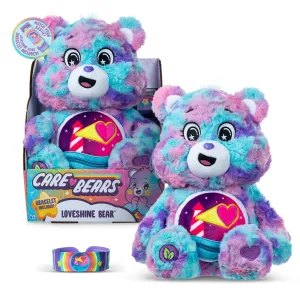 Care Bears 14" Medium Plush - Color Splash Collection - Loveshine Bear, Includes Slap Bracelet