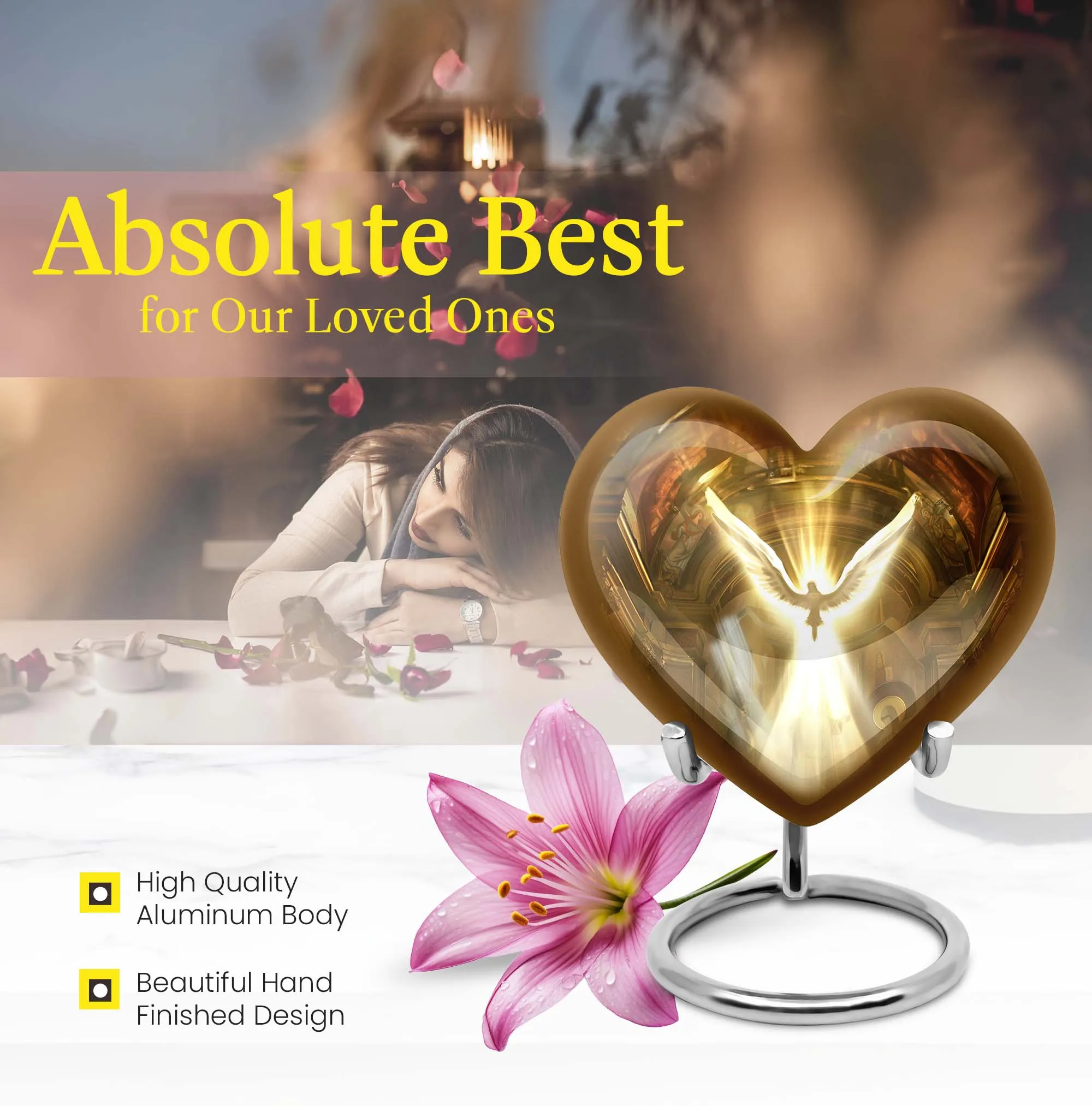Catholic Cremation Urn - Sublime Medium Vessel for Human Ashes