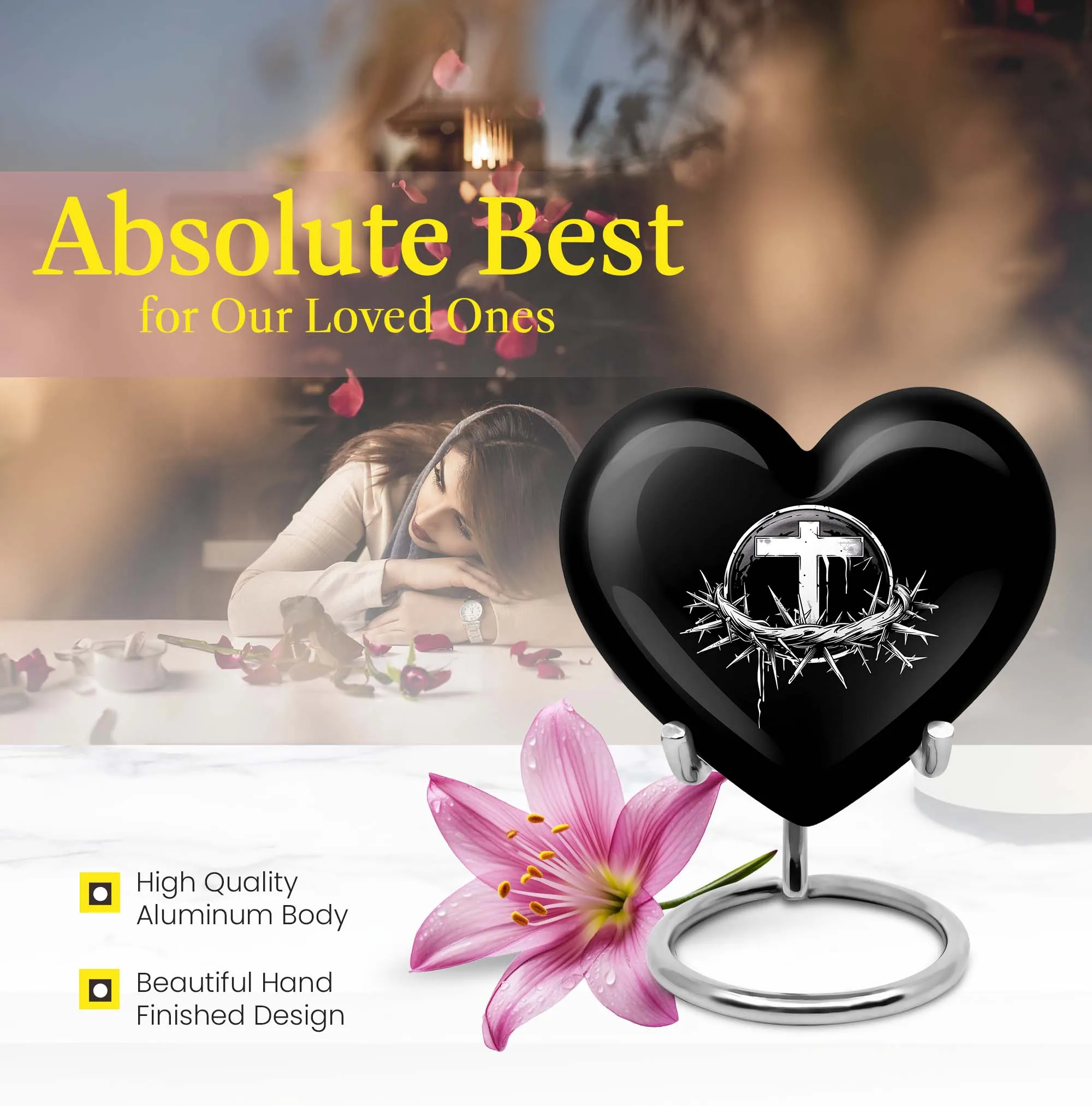 Catholic Funeral Ash Urn - Unique Cremation Keepsake