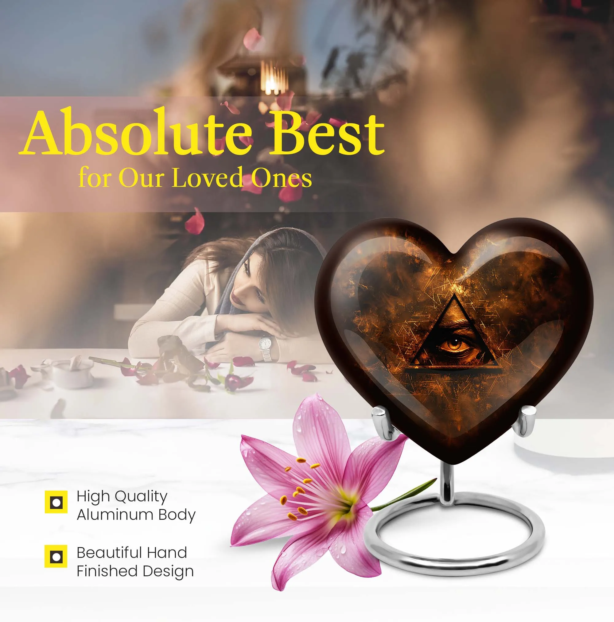 Catholic Heart Memory Keeper: Memorial Urn Shaped in Tender Care