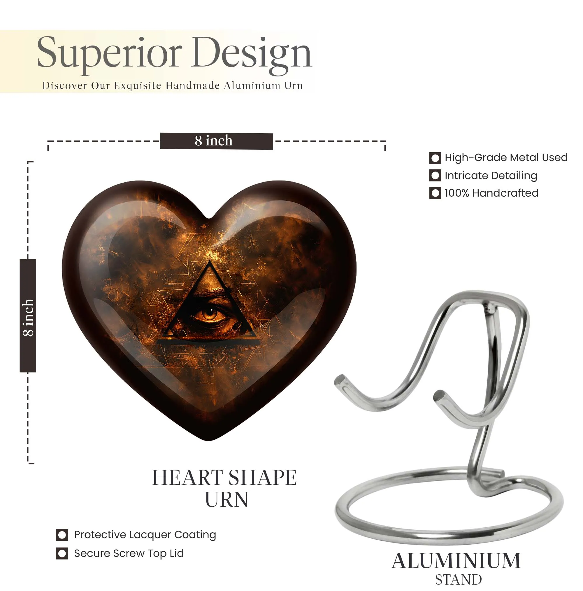 Catholic Heart Memory Keeper: Memorial Urn Shaped in Tender Care