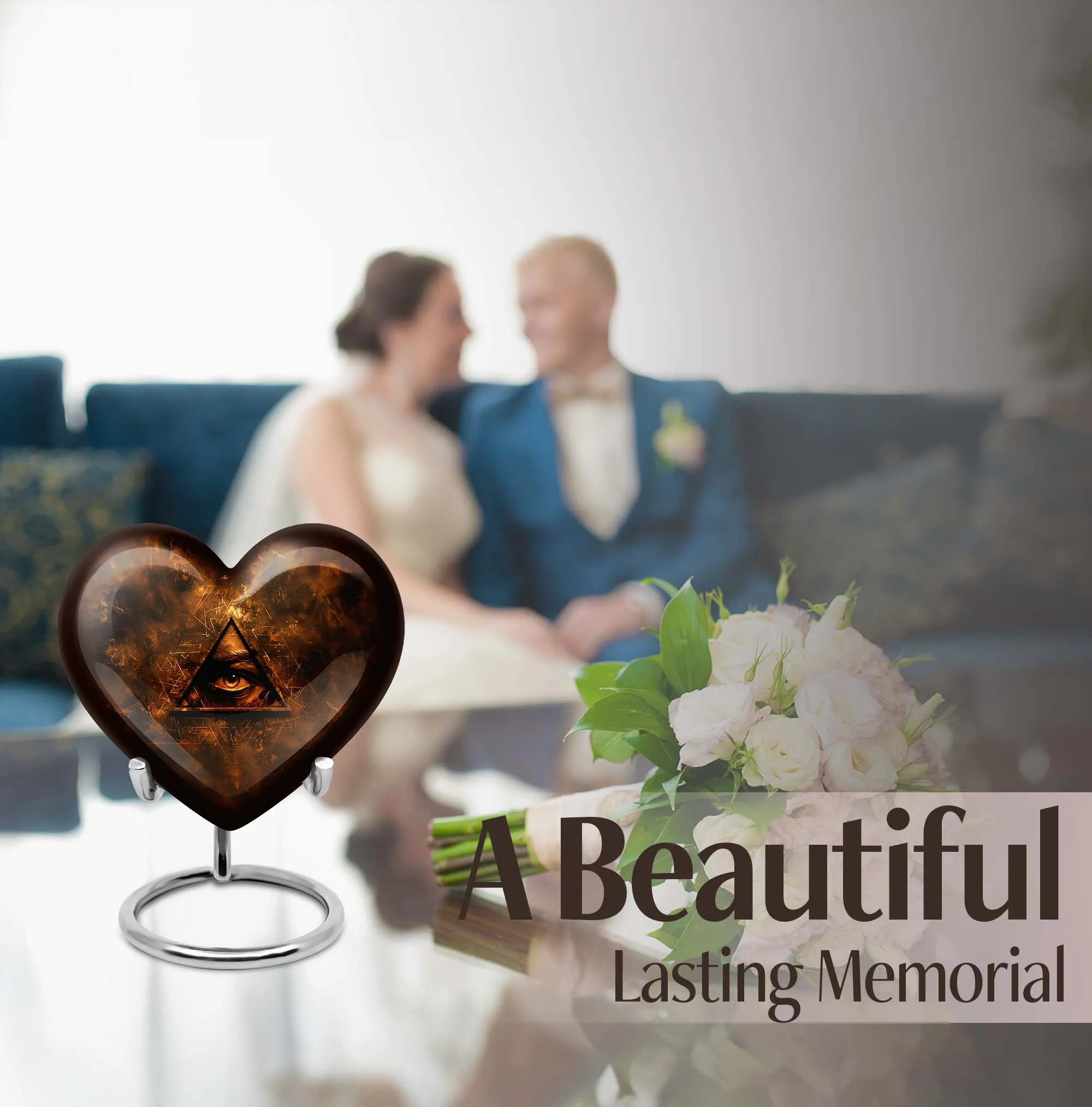 Catholic Heart Memory Keeper: Memorial Urn Shaped in Tender Care
