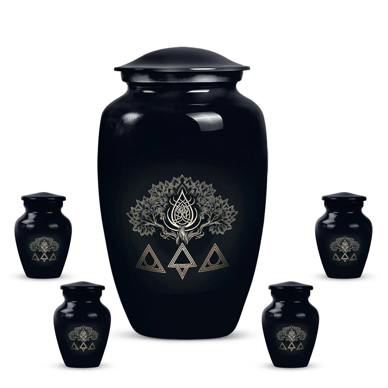 Catholic Pious Cremation Urn: Classically Decorated Funeral