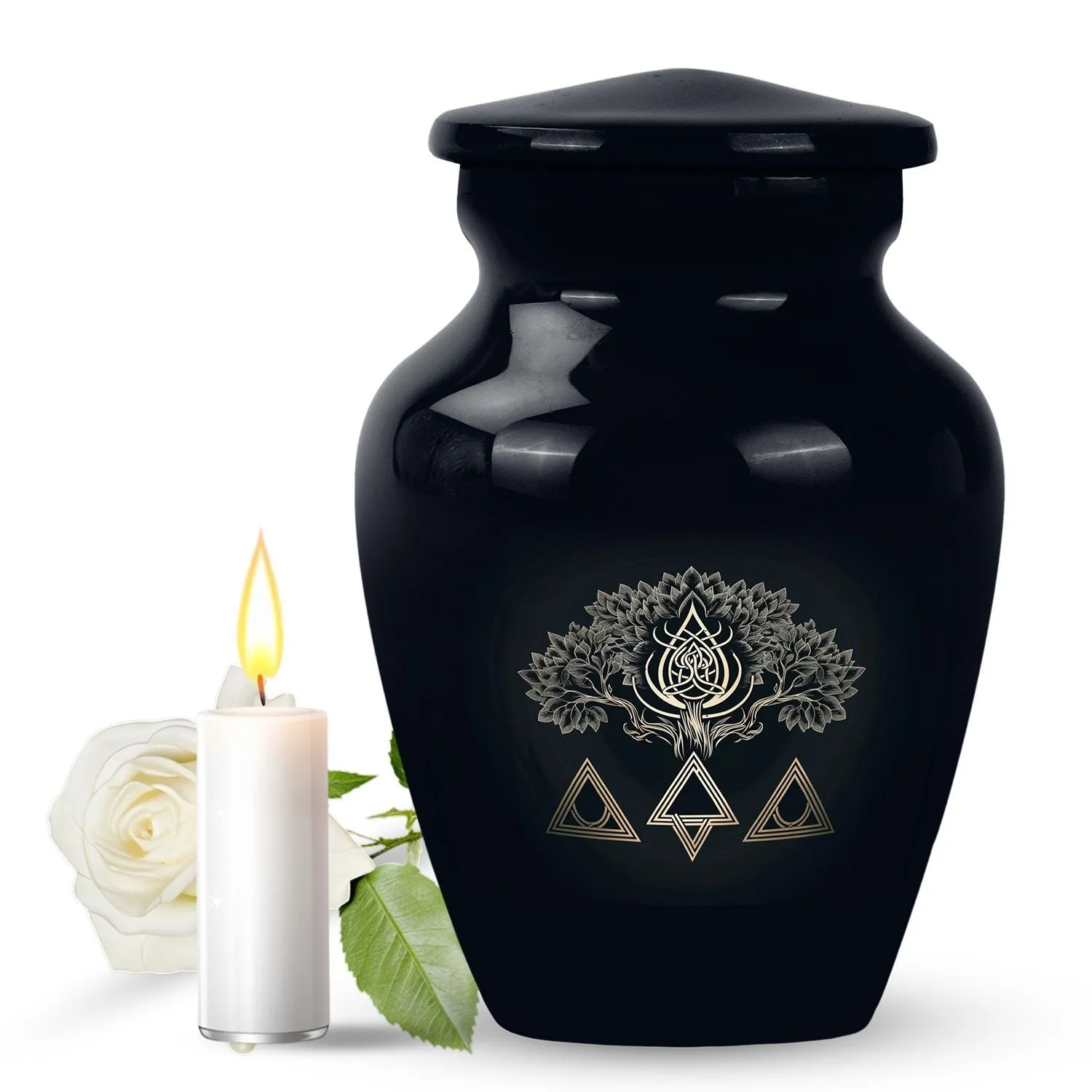 Catholic Pious Cremation Urn: Classically Decorated Funeral