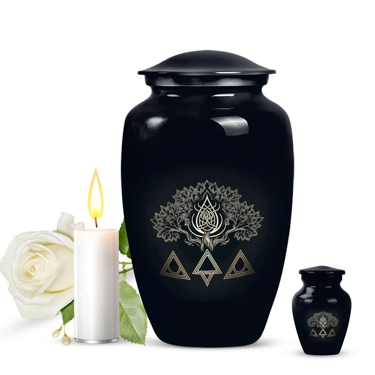 Catholic Pious Cremation Urn: Classically Decorated Funeral