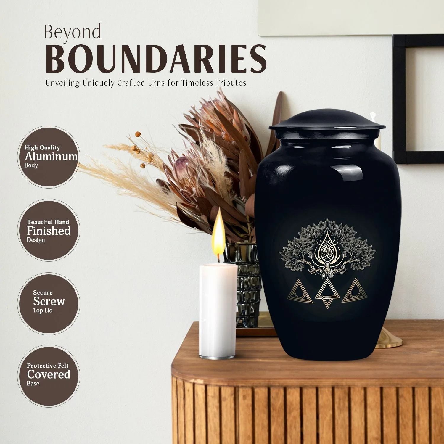 Catholic Pious Cremation Urn: Classically Decorated Funeral