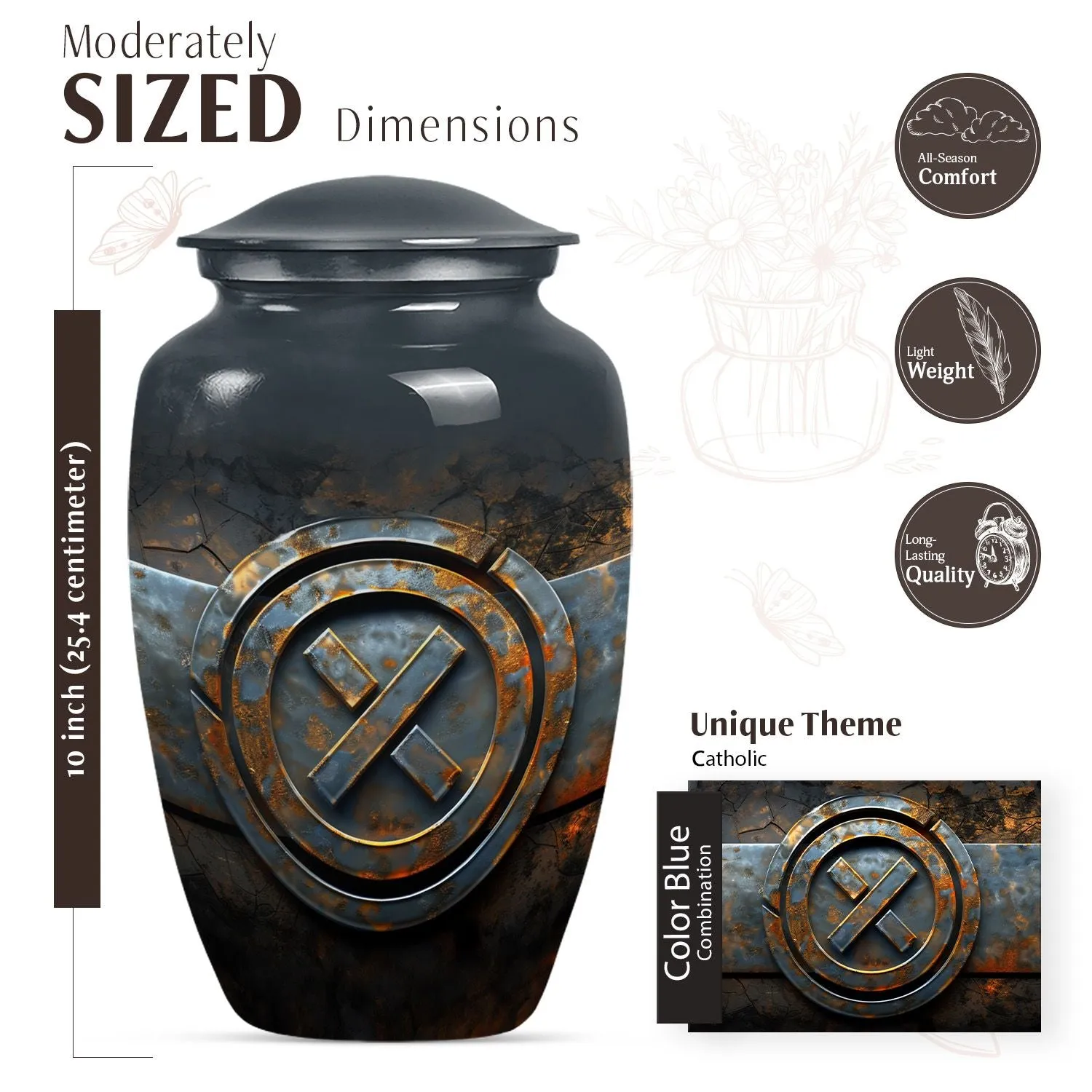 Catholic Remembrance: Elegant Memorial Urn for Treasured Ashes