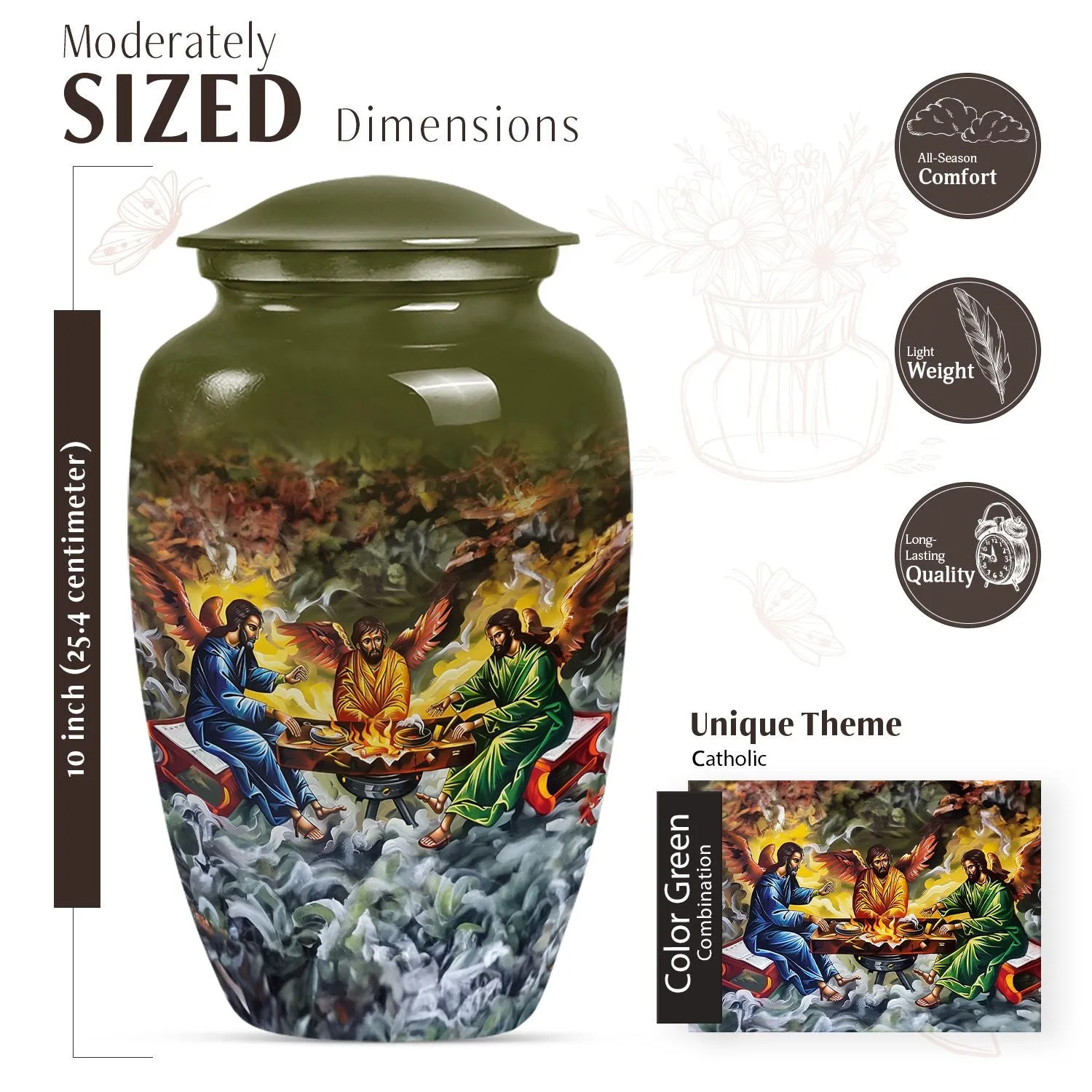 Catholic Urn - Engraveable Cremation Urn for Cherished Memorials
