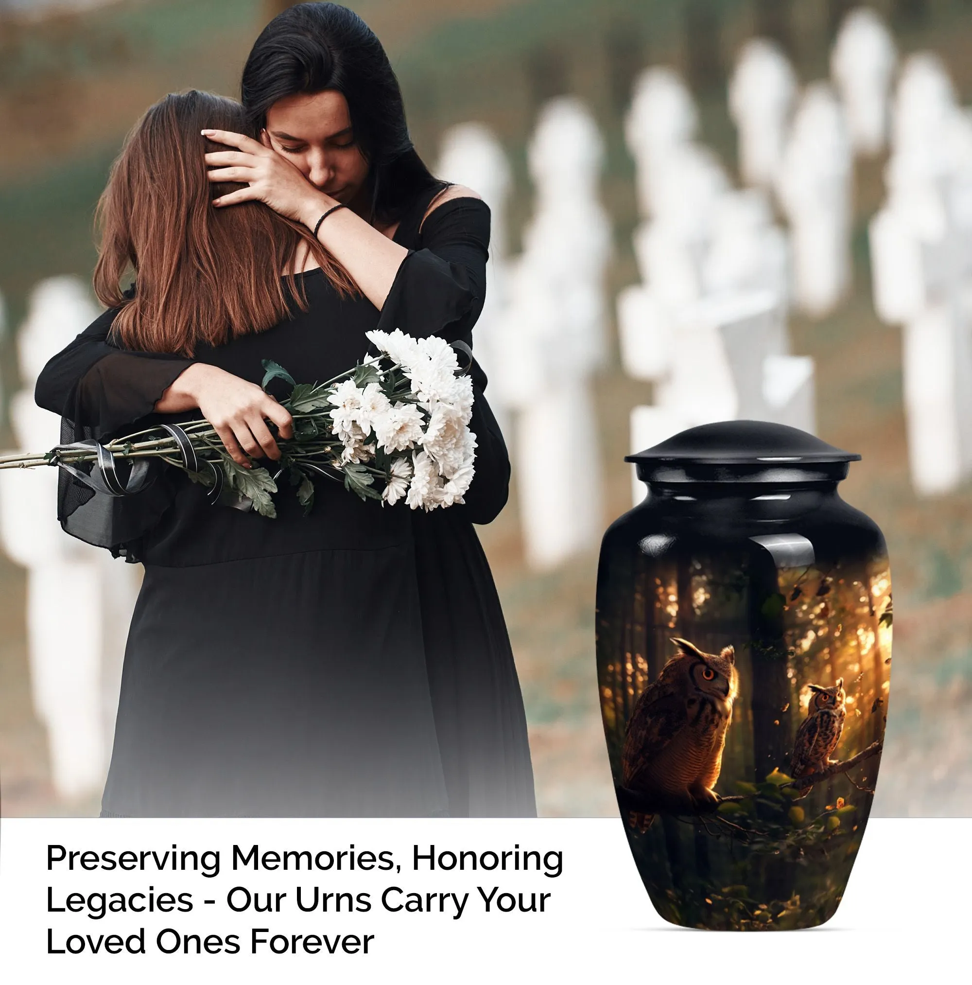 Cherished Passage: Owl-Themed Cremation Urn for Eternal Memories