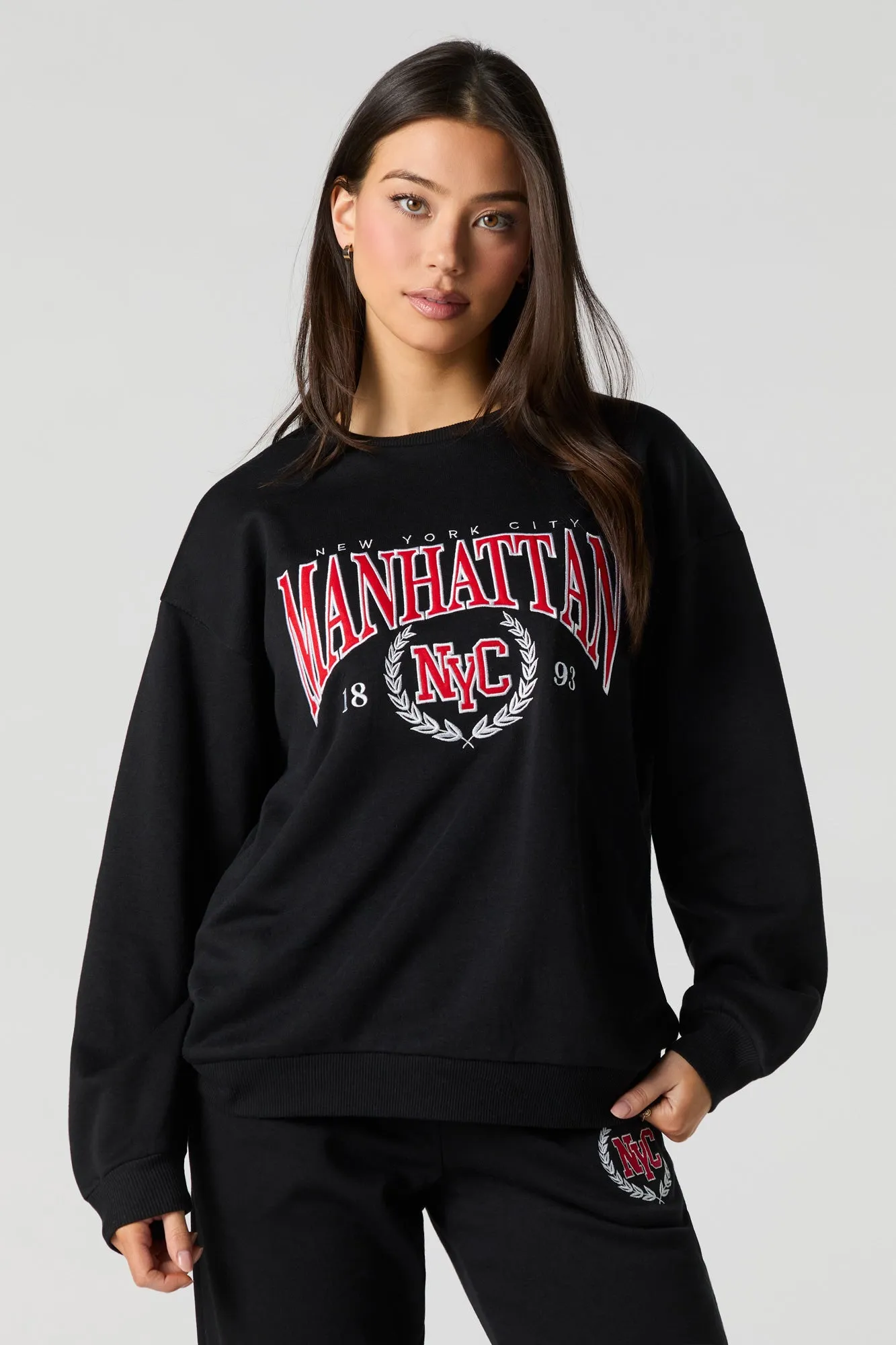 City Twill Embroidered Fleece Sweatshirt
