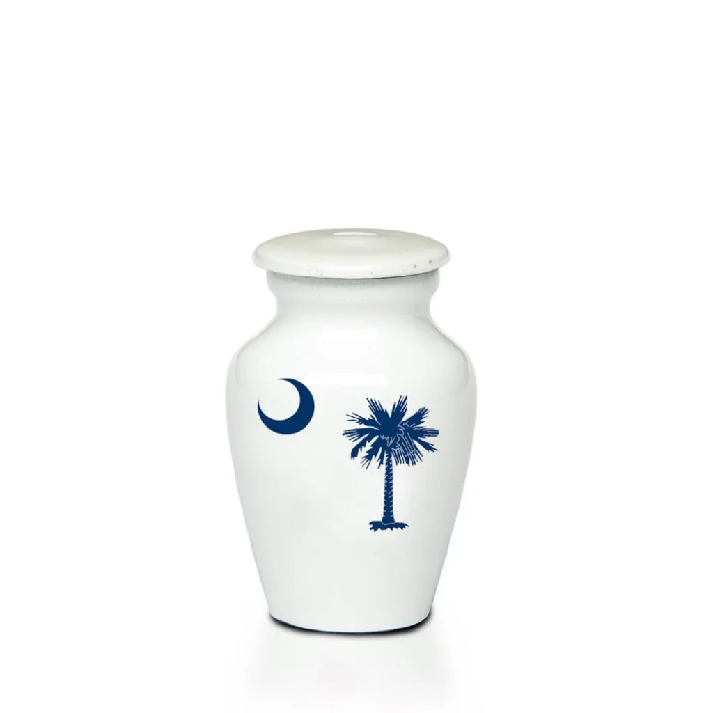 CKLEARANCE - KEEPSAKE -Alloy Urn -4000- WHITE with SOUTH CAROLINA design