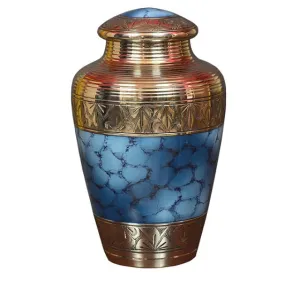 Classic Cloud Blue Brass Cremation Urn
