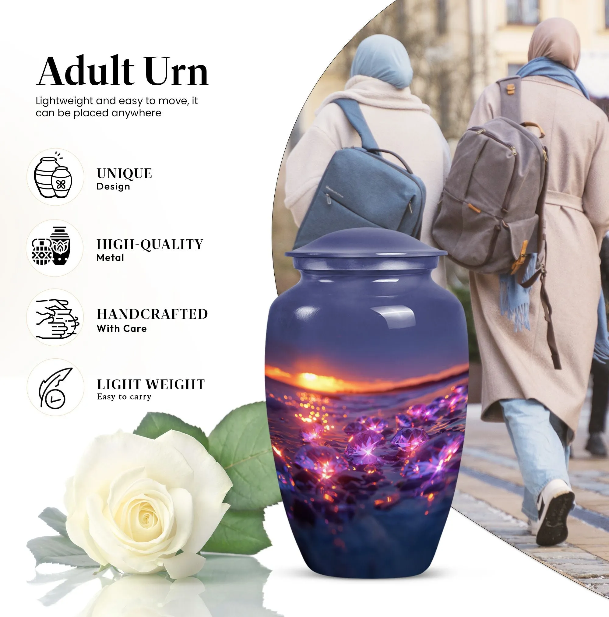 Classic Diamond Cremation Urn – A Commemorative Tribute