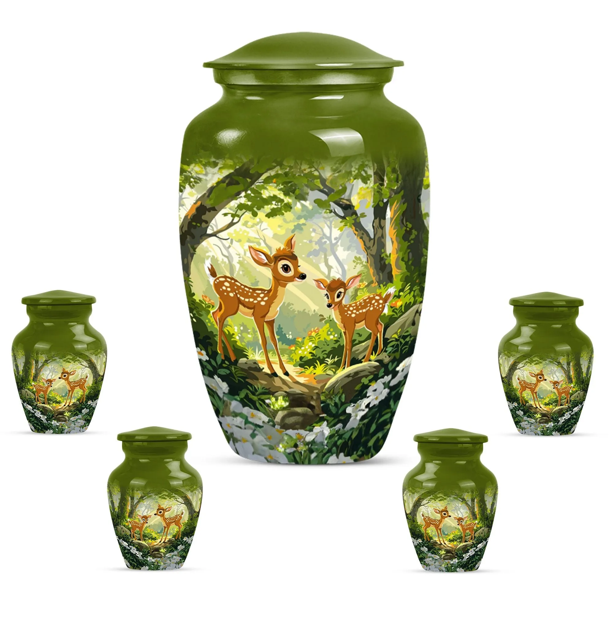 Cremation Urn - Deer Embellished Honourable Farewell To Loved One