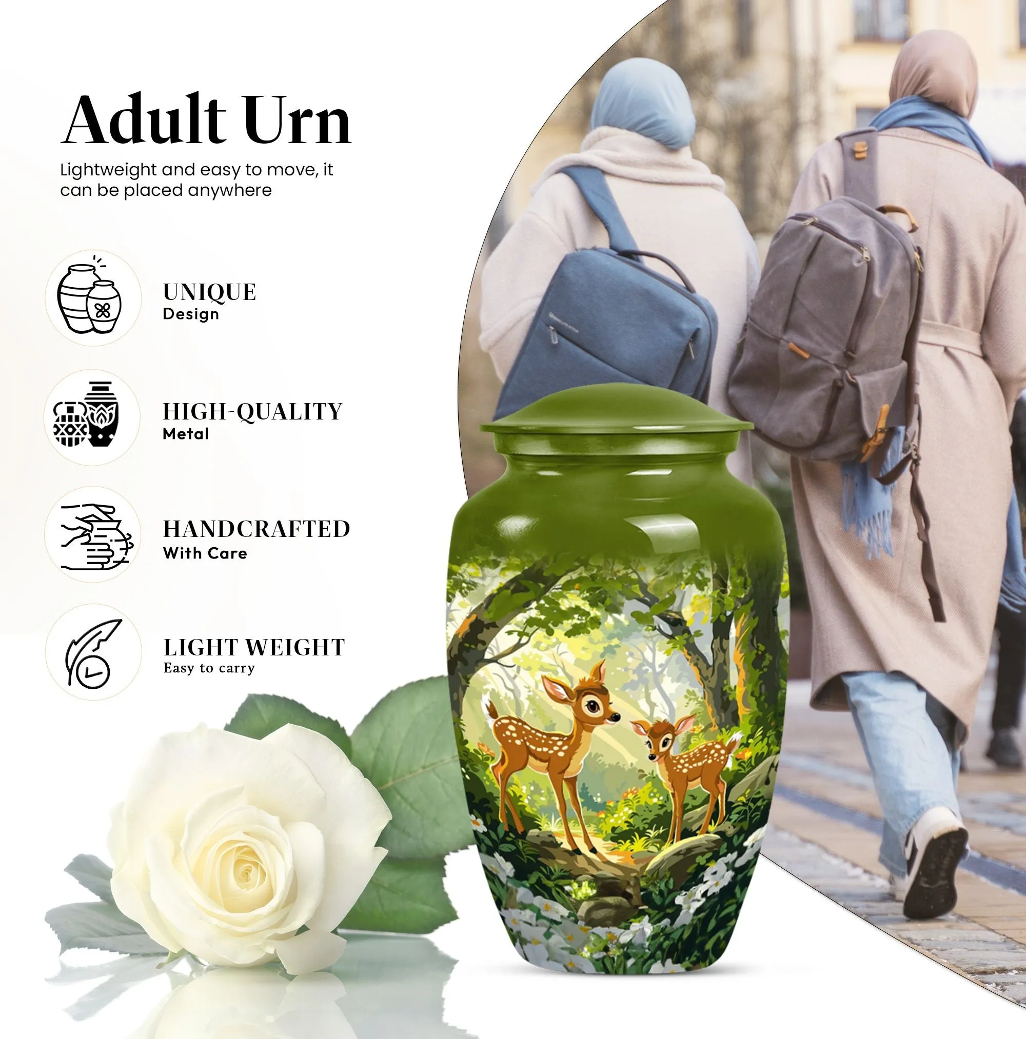 Cremation Urn - Deer Embellished Honourable Farewell To Loved One