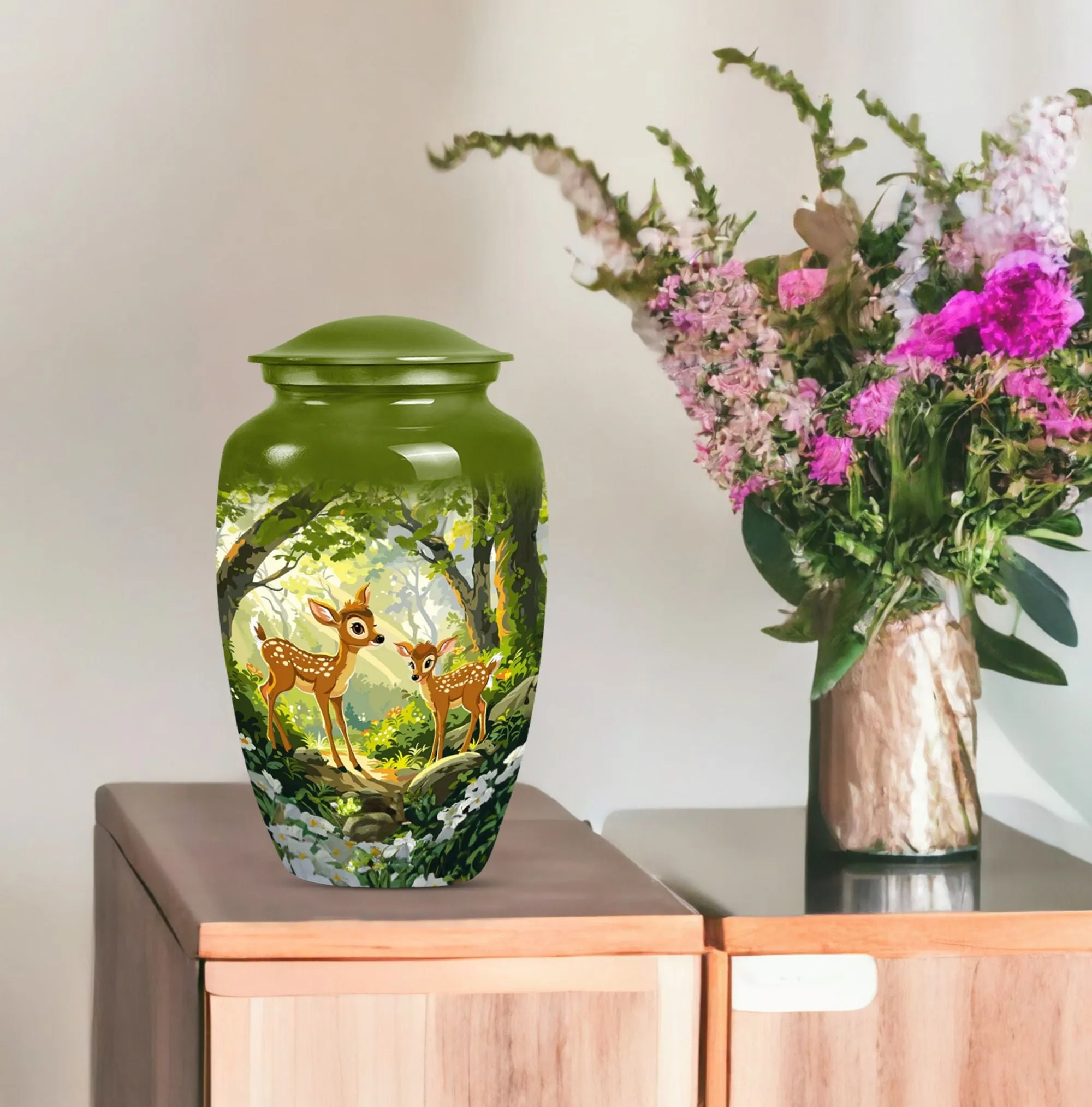 Cremation Urn - Deer Embellished Honourable Farewell To Loved One