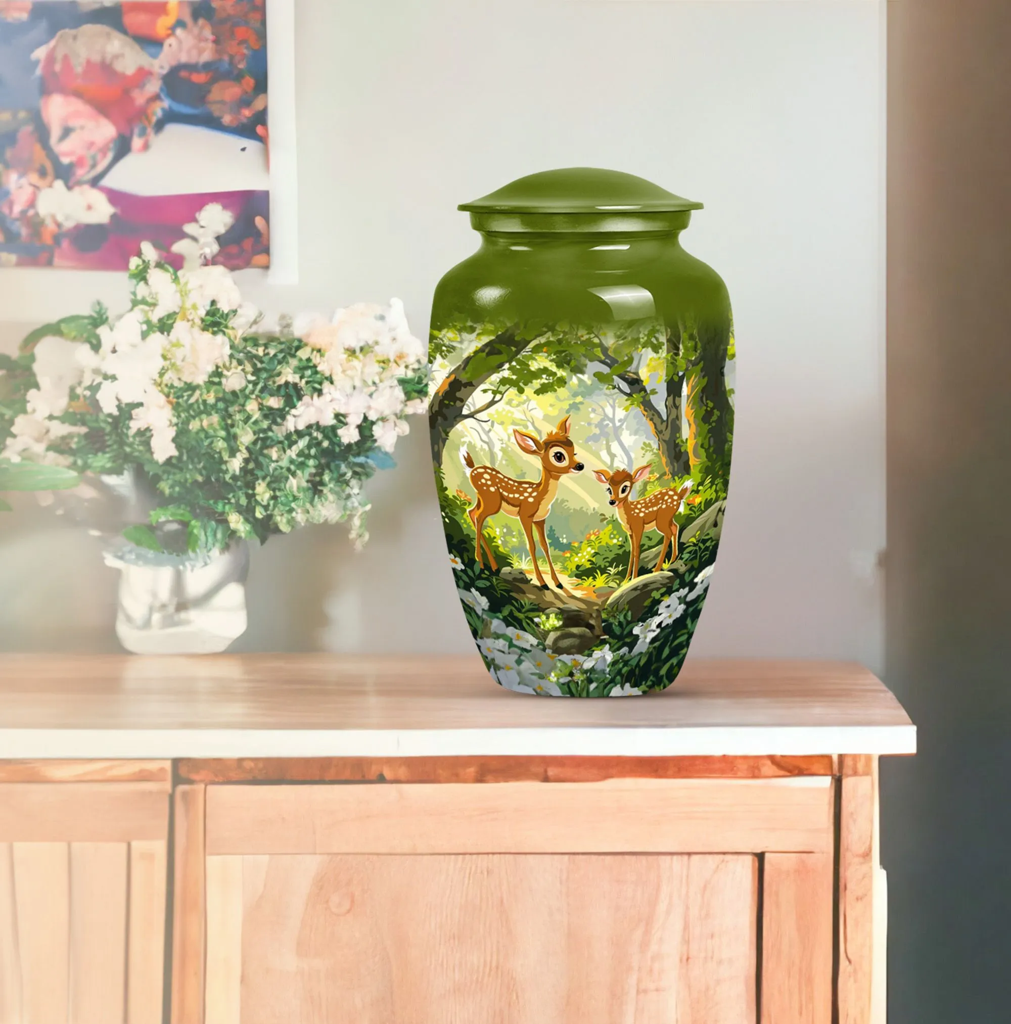 Cremation Urn - Deer Embellished Honourable Farewell To Loved One