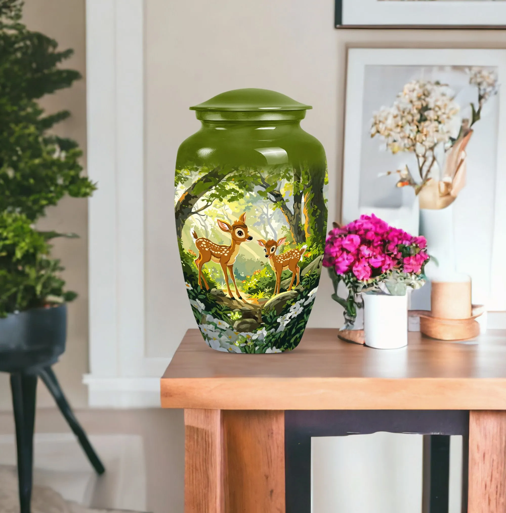 Cremation Urn - Deer Embellished Honourable Farewell To Loved One