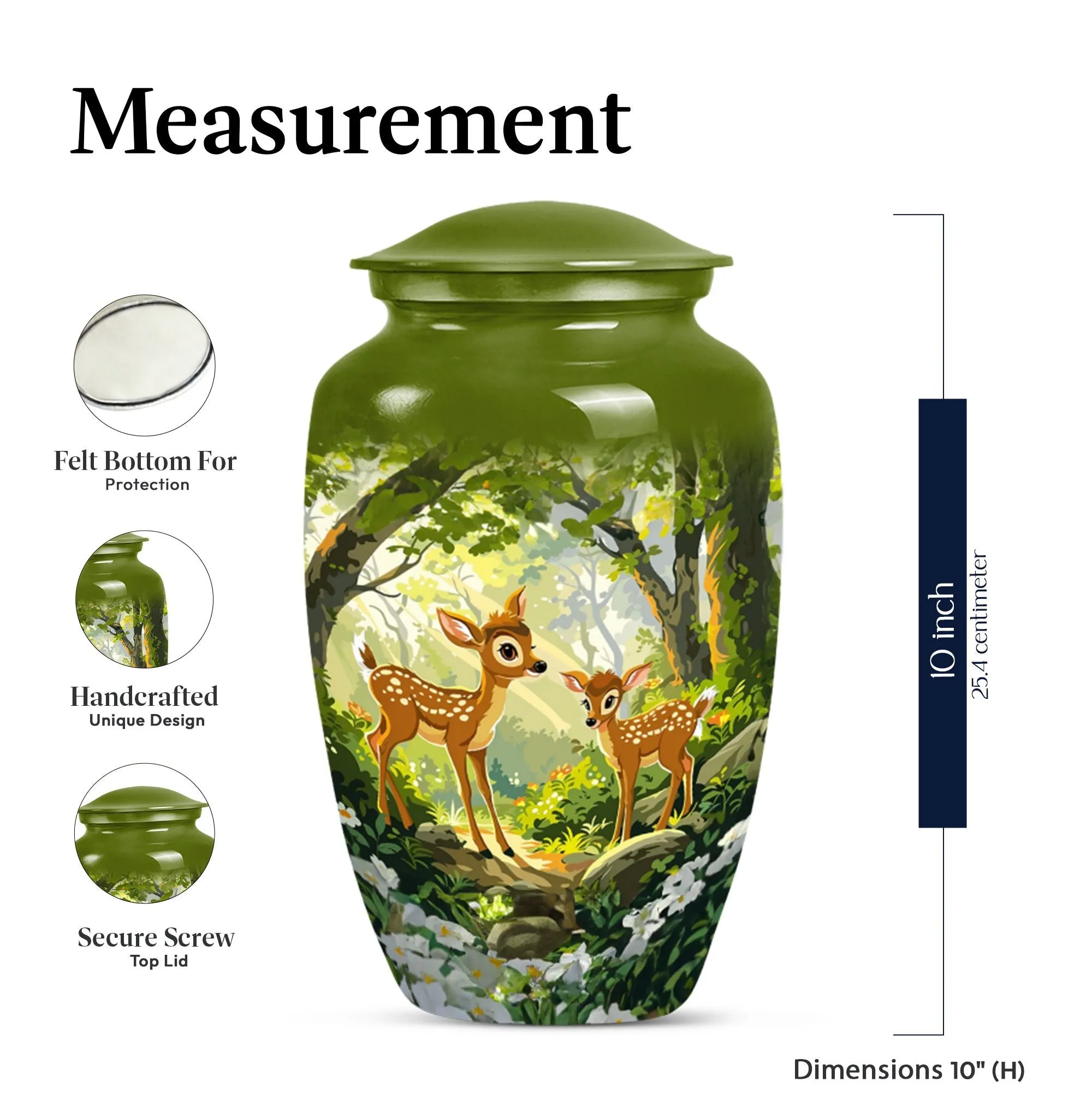 Cremation Urn - Deer Embellished Honourable Farewell To Loved One
