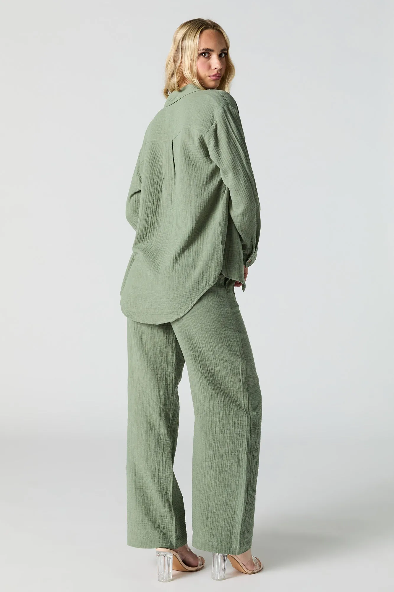 Crinkled Wide Leg Pant