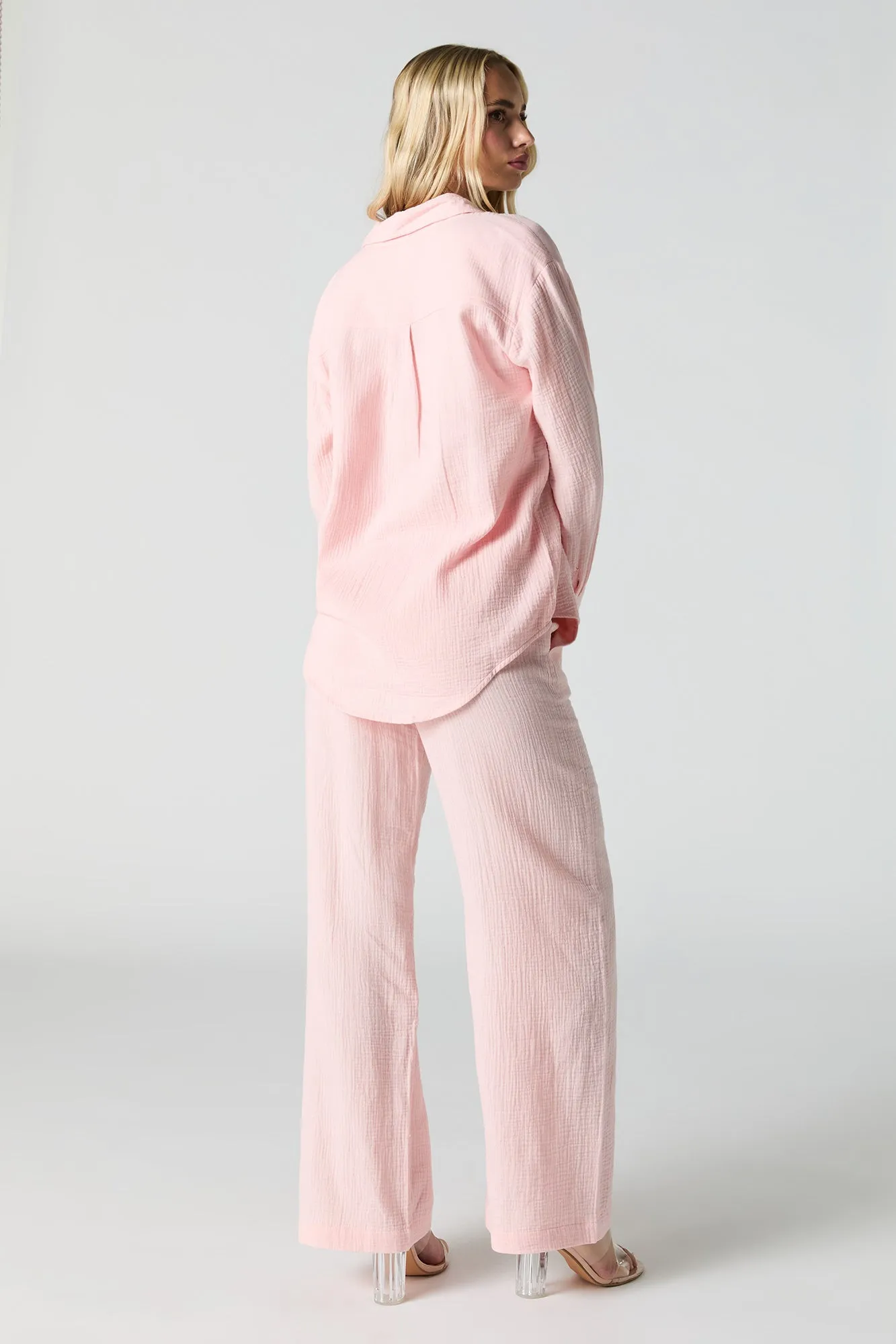 Crinkled Wide Leg Pant