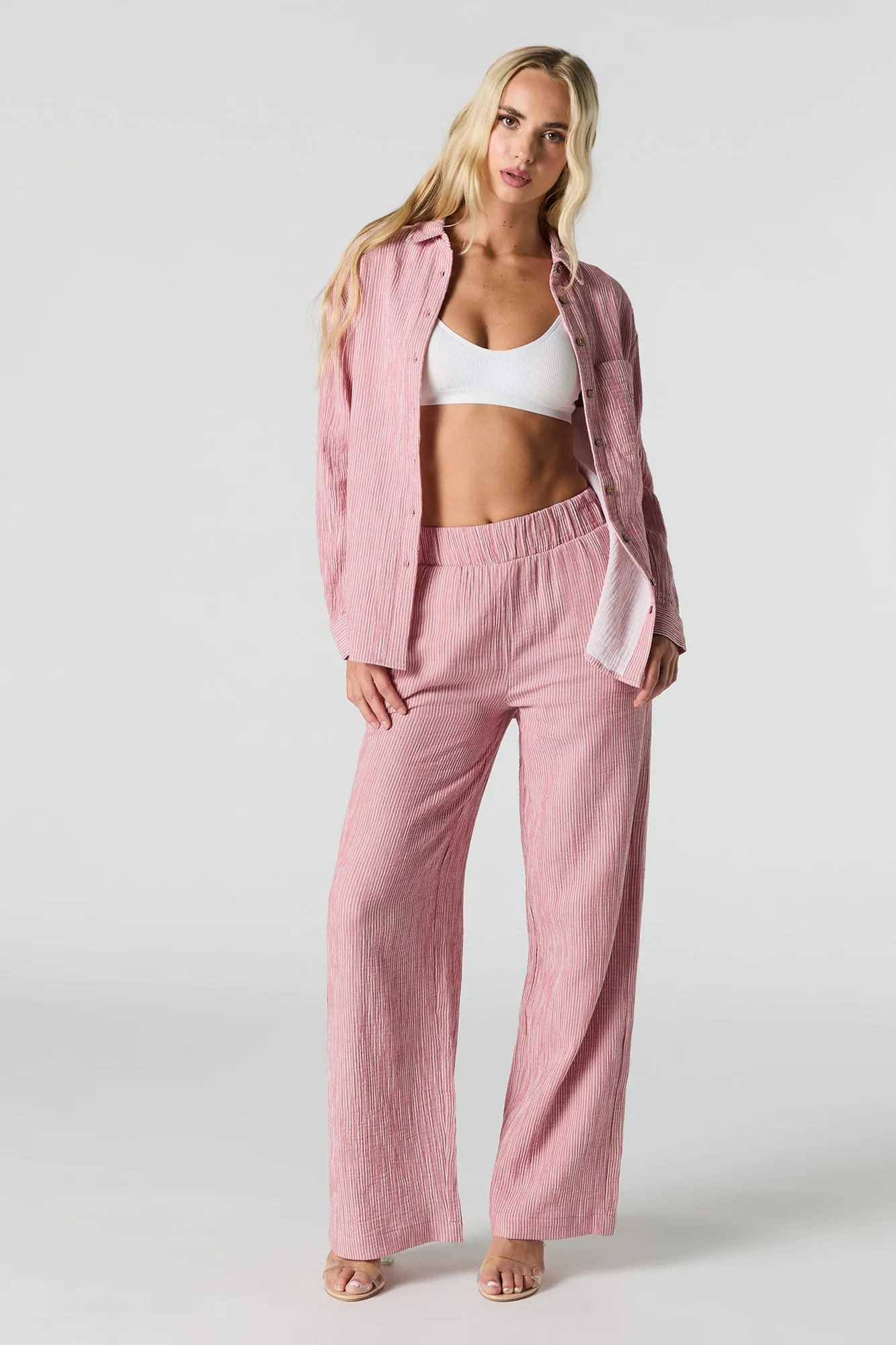 Crinkled Wide Leg Pant