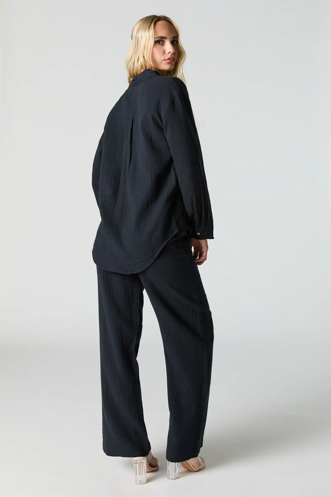 Crinkled Wide Leg Pant