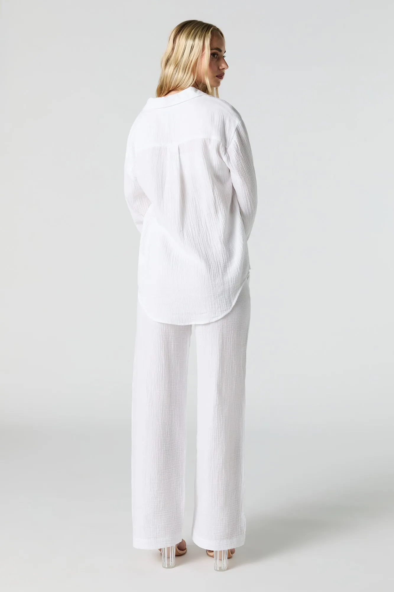 Crinkled Wide Leg Pant